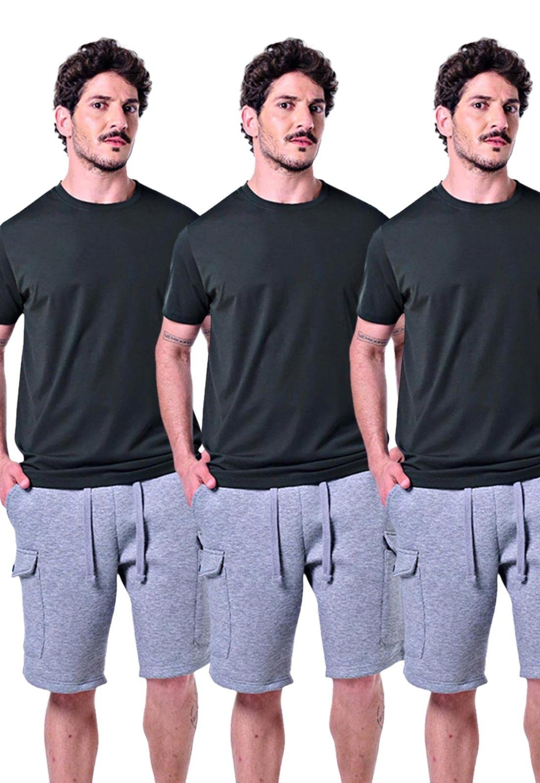 Kit 3 Camisetas Masculinas Básicas Verde