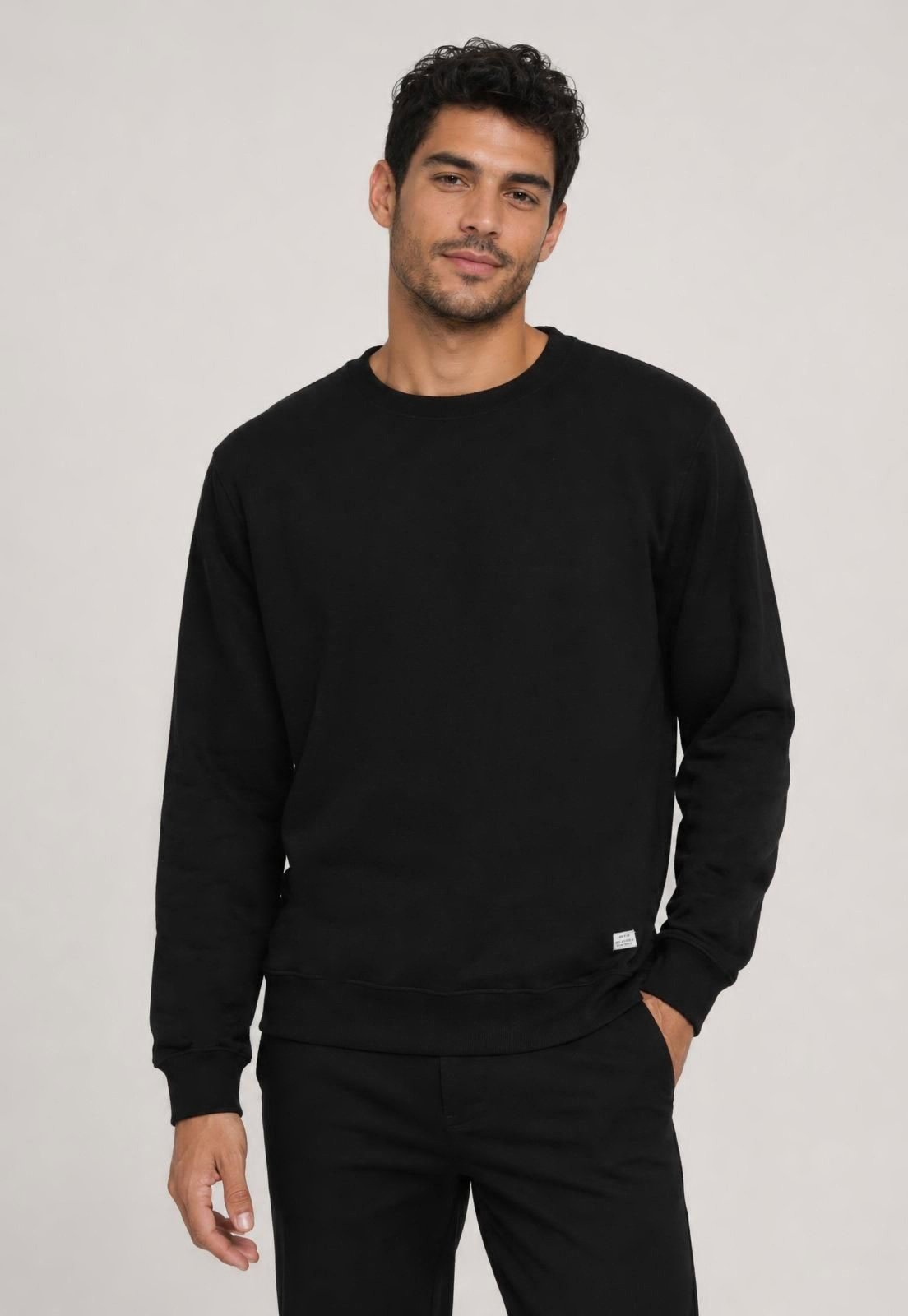 Blusa de Moletom Label Masculina Hang Loose Preta