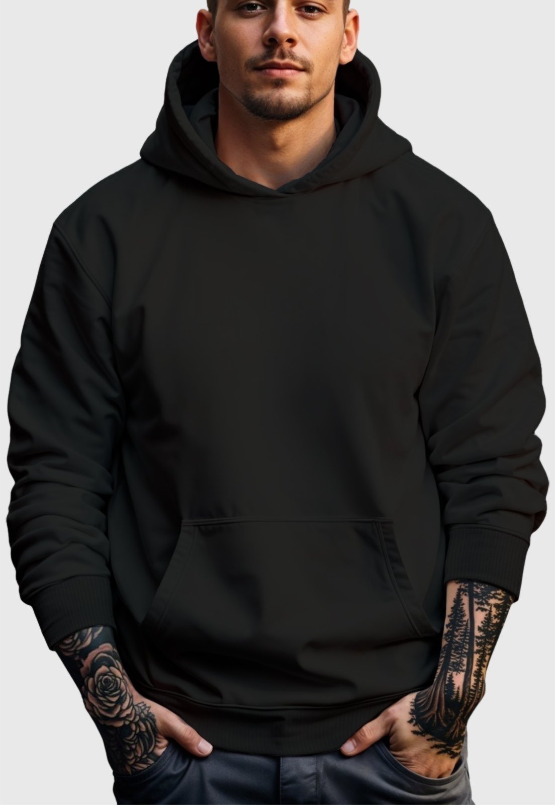 Vista 3 Kit 2 Moletom Canguru Masculino Fechado Flanelado Benellys Liso Chumbo com preto Benellys preto