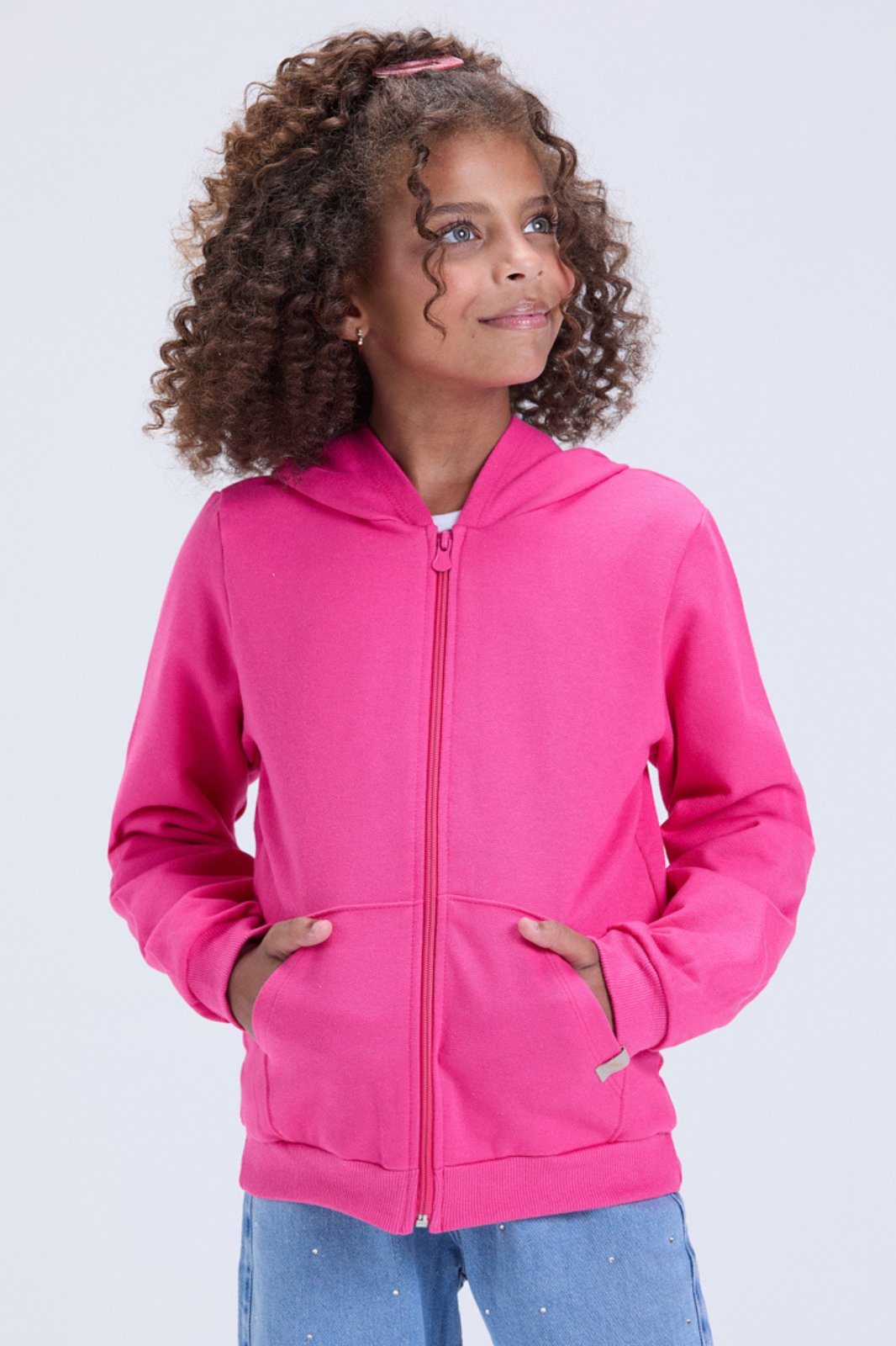 Infantil - Jaqueta Unissex de Inverno Moletom Liso com Capuz