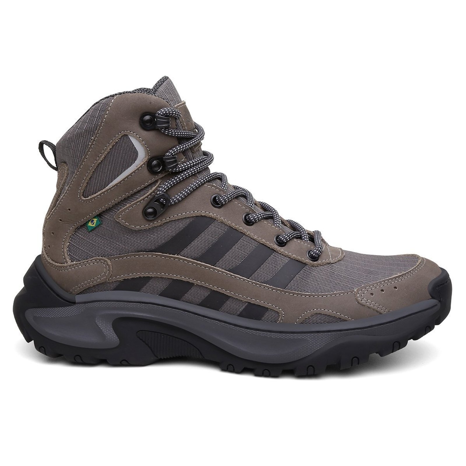 Bota Adventure Montanhismo Couro Tecnológico Nylon TPU Sola Borracha Cinza