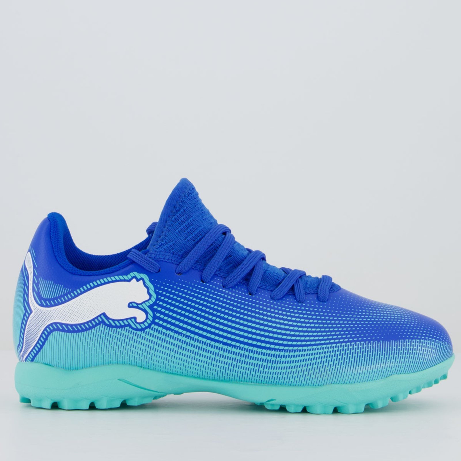 Vista 2 Chuteira Puma Future 7 Play TT PS BDP Society Juvenil azul Puma azul