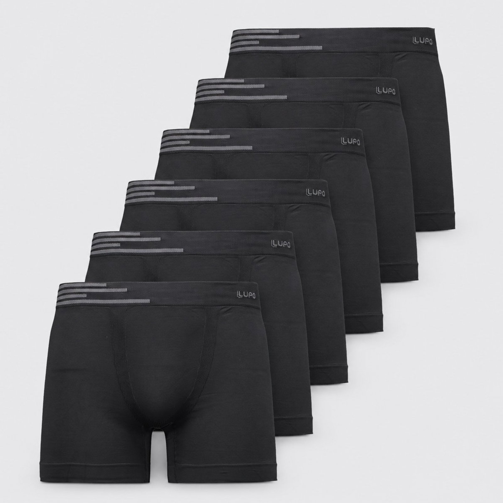 Kit 6 Cuecas Boxer Lupo Fiber Man Cinza