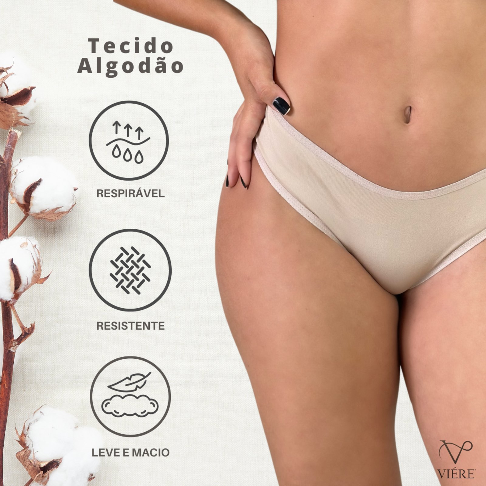 Kit 3 Calcinha em Algodão Feminina Tanga Confortável Calcinha em Cotton MULTI