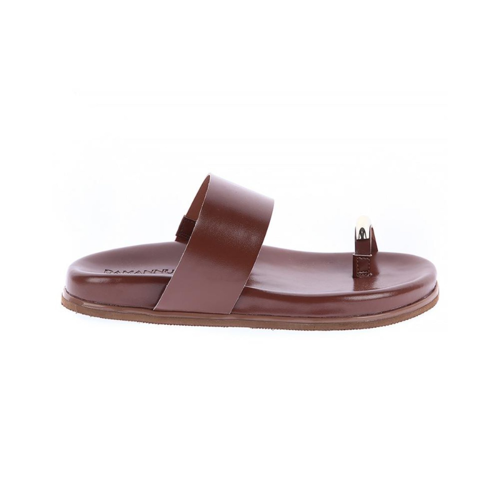 Flat Feminina Damannu Shoes Tira Larga Marrom e Detalhe Metal Marrom