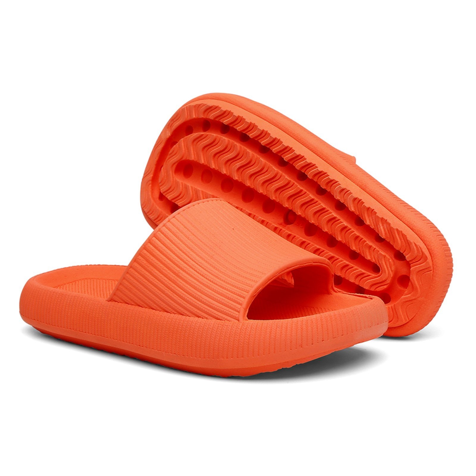 Chinelo Nuvem Slide Flexível Reforçado Confort Estiloso Laranja