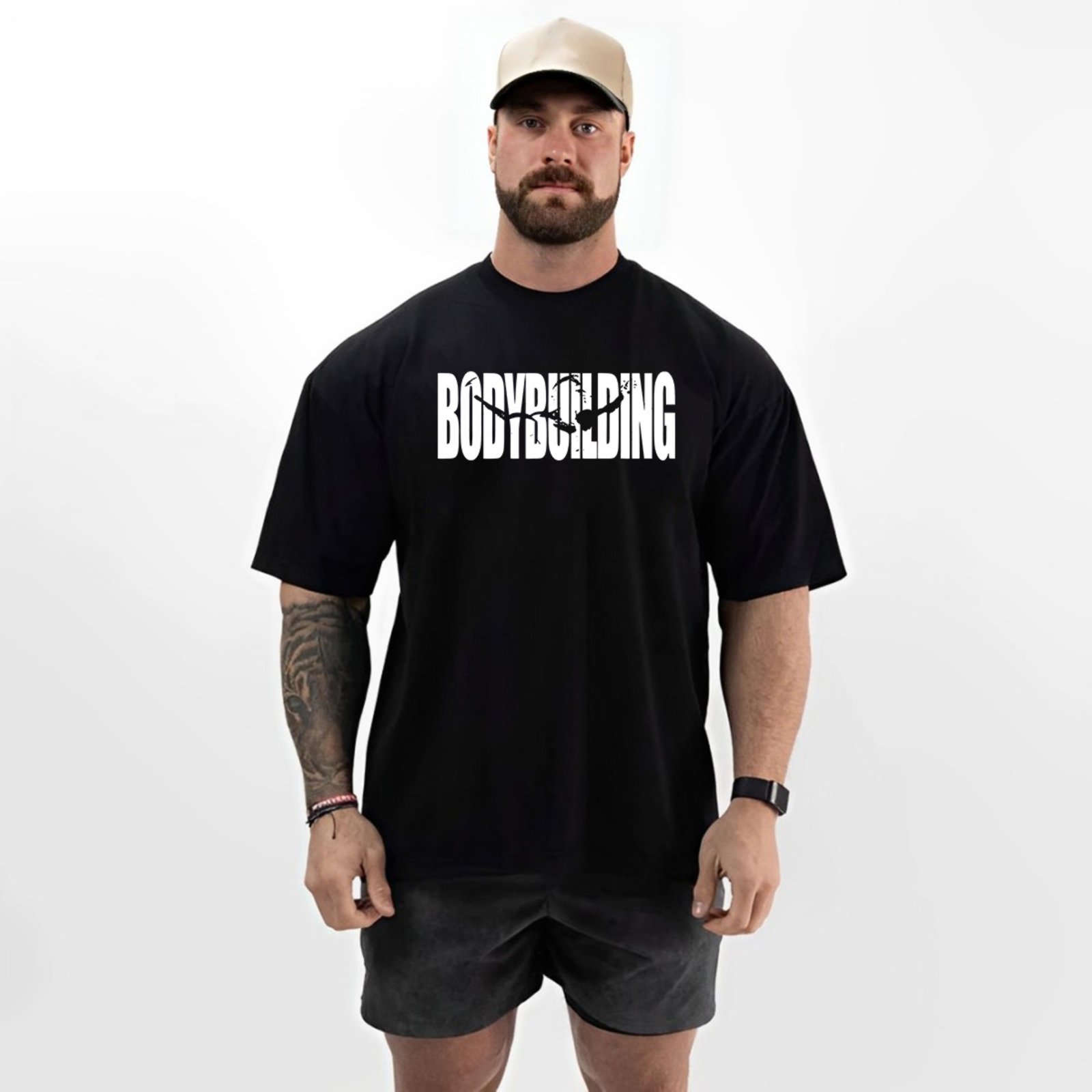 Camiseta Oversized Over Masculina Algodão Academia Preto
