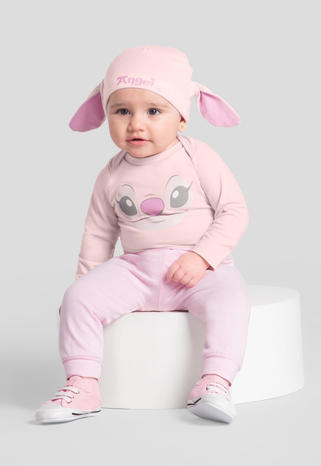 Infantil - Body unissex do Stitch com touquinha Brandili Baby