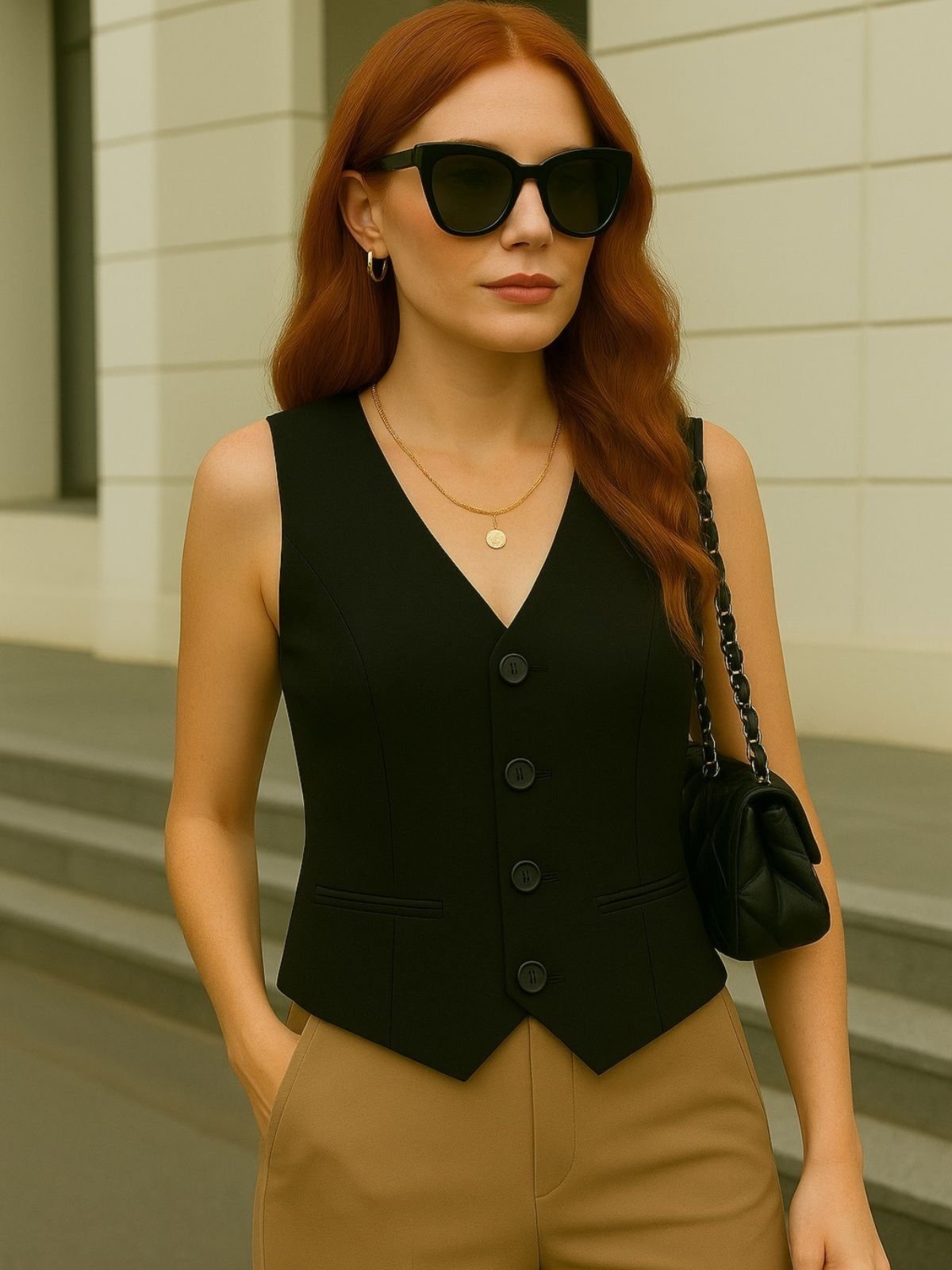 Colete Feminino CKF Wear Alfaiataria Preto