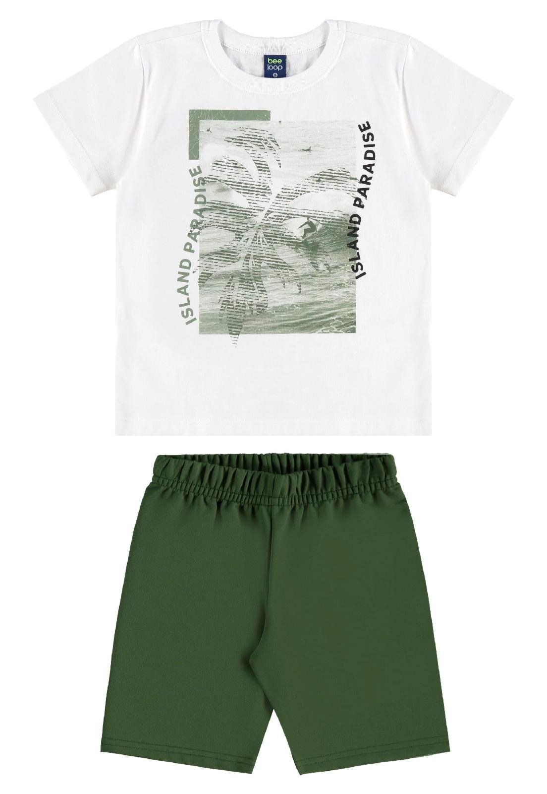 Vista 2 Infantil - Conjunto Camiseta Bermuda Moletom Bee Loop marrom Bee Loop marrom