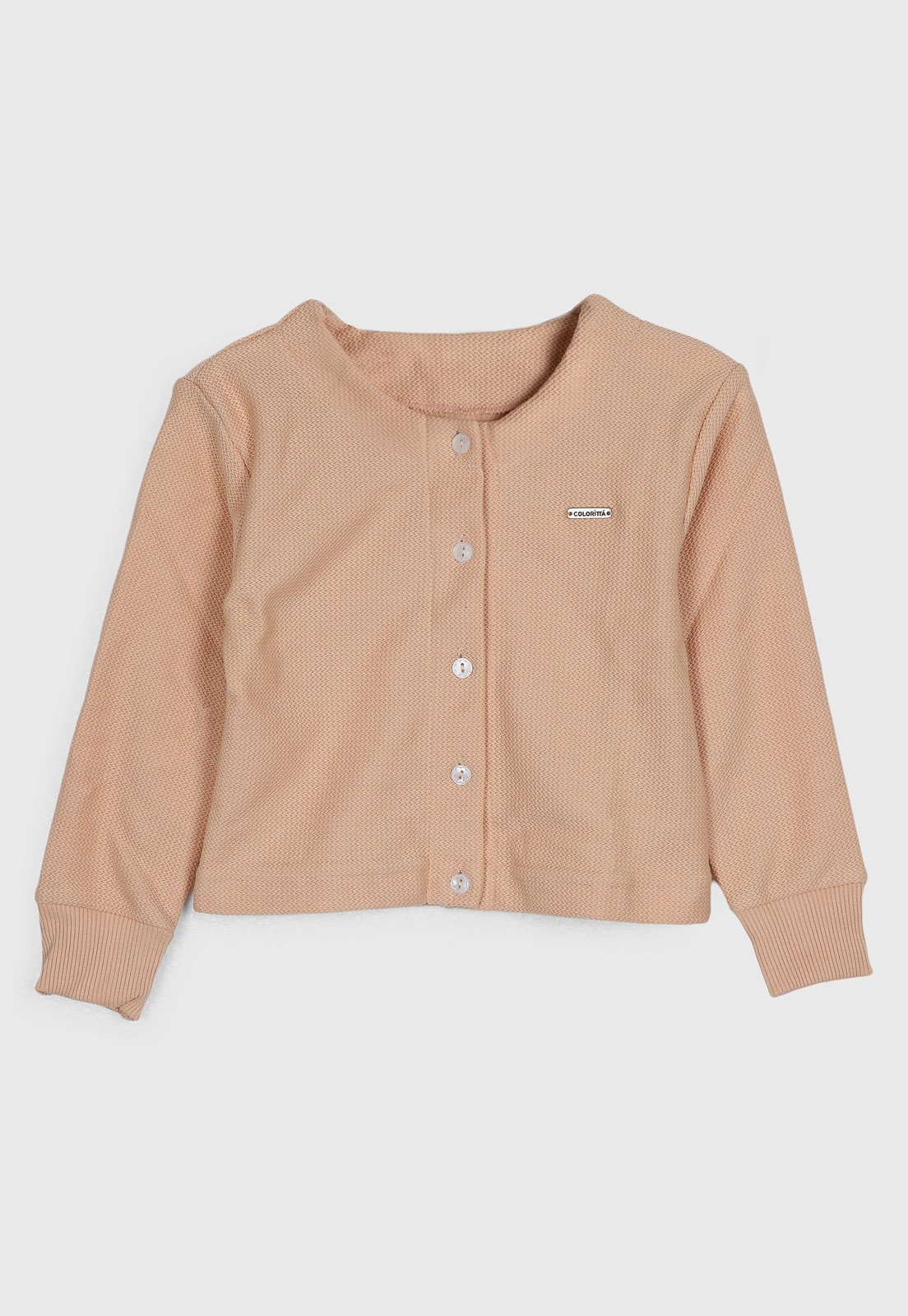 Infantil - Blusa Colorittá Cropped Texturizada Botões Bege