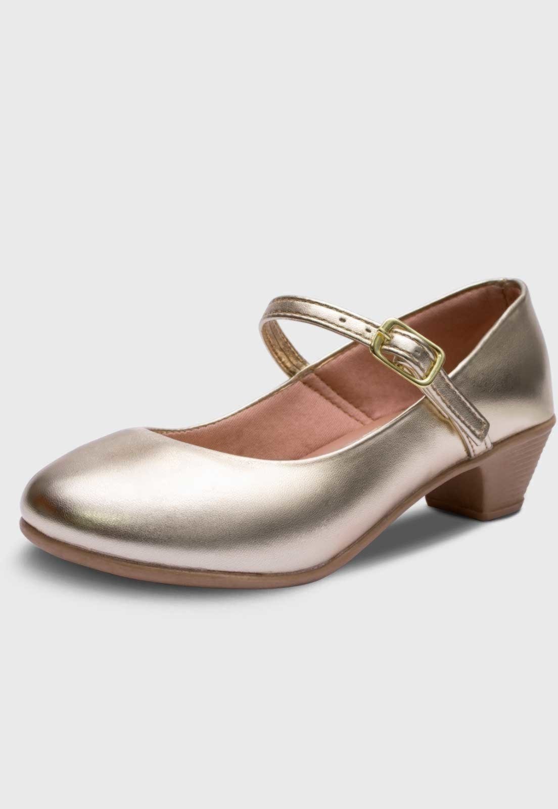 Infantil – Sapato de Salto Pópidí Menina Basico Dourado