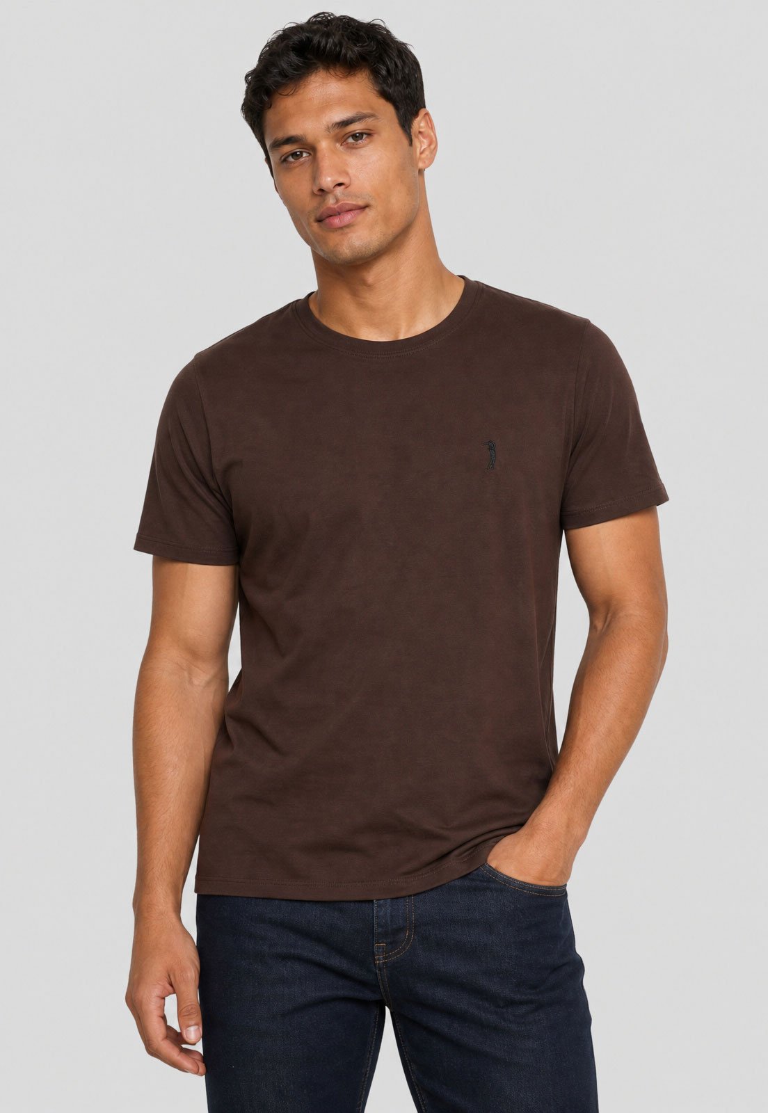 Camiseta Masculina Aleatory Logo Marrom