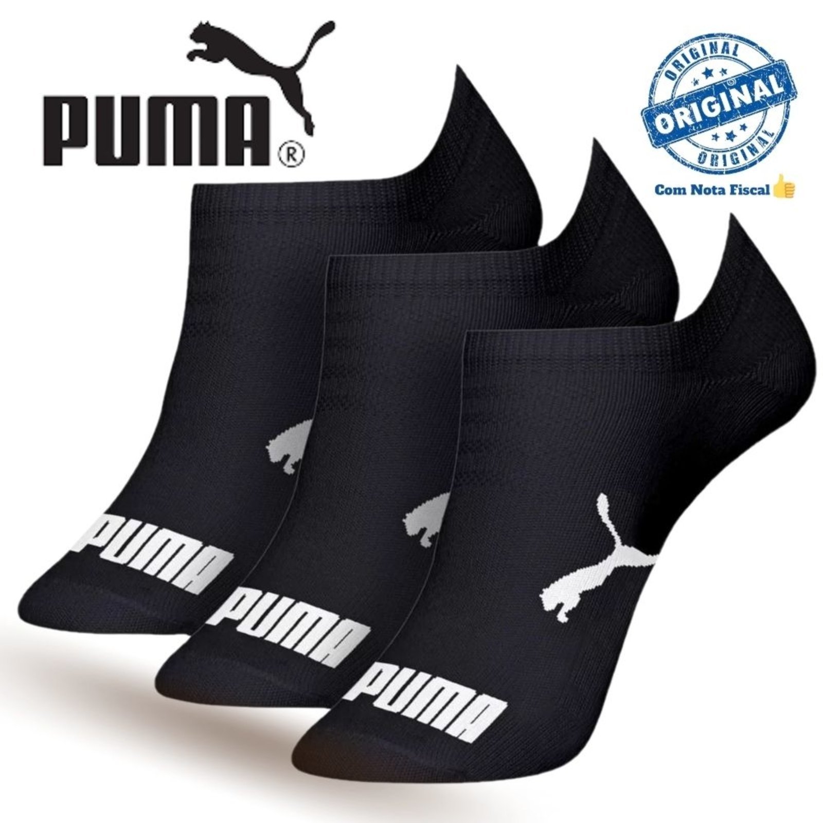 Kit 6 Pares Meia Puma Sapatilha Unissex Algodão Com NF