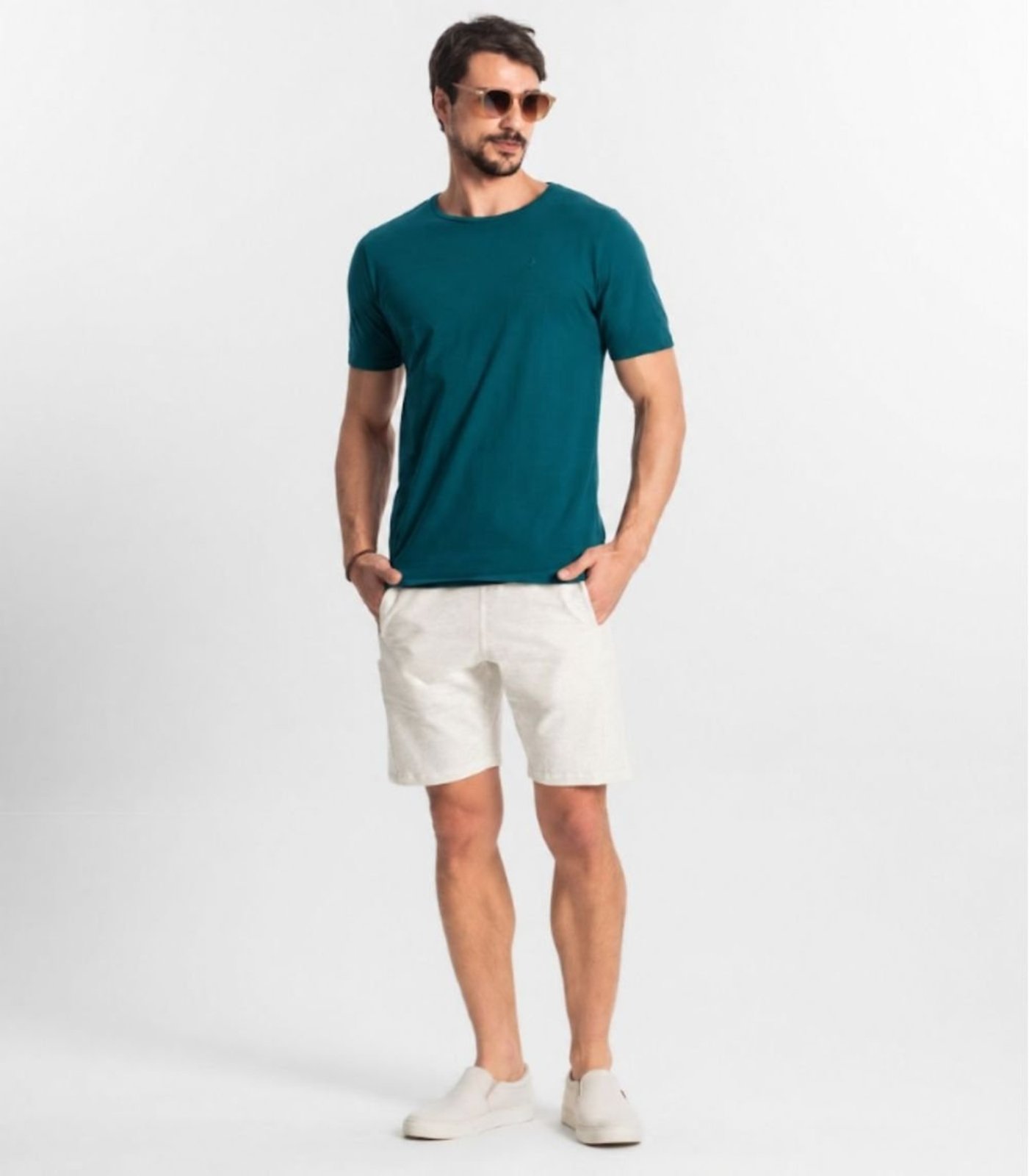 Camiseta Masculina Básica Em Meia Malha Diametro Verde