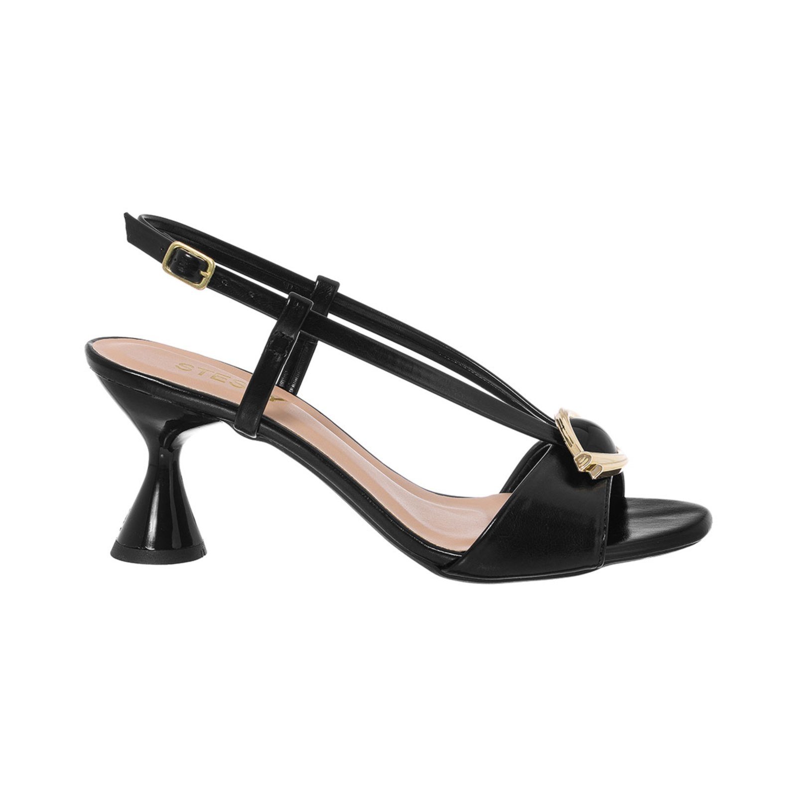 Vista 2 Sandália Feminina Stessy Salto Taça Confortável Elegante Estilosa Enfeite Verão Stessy Shoes preto Stessy Shoes preto