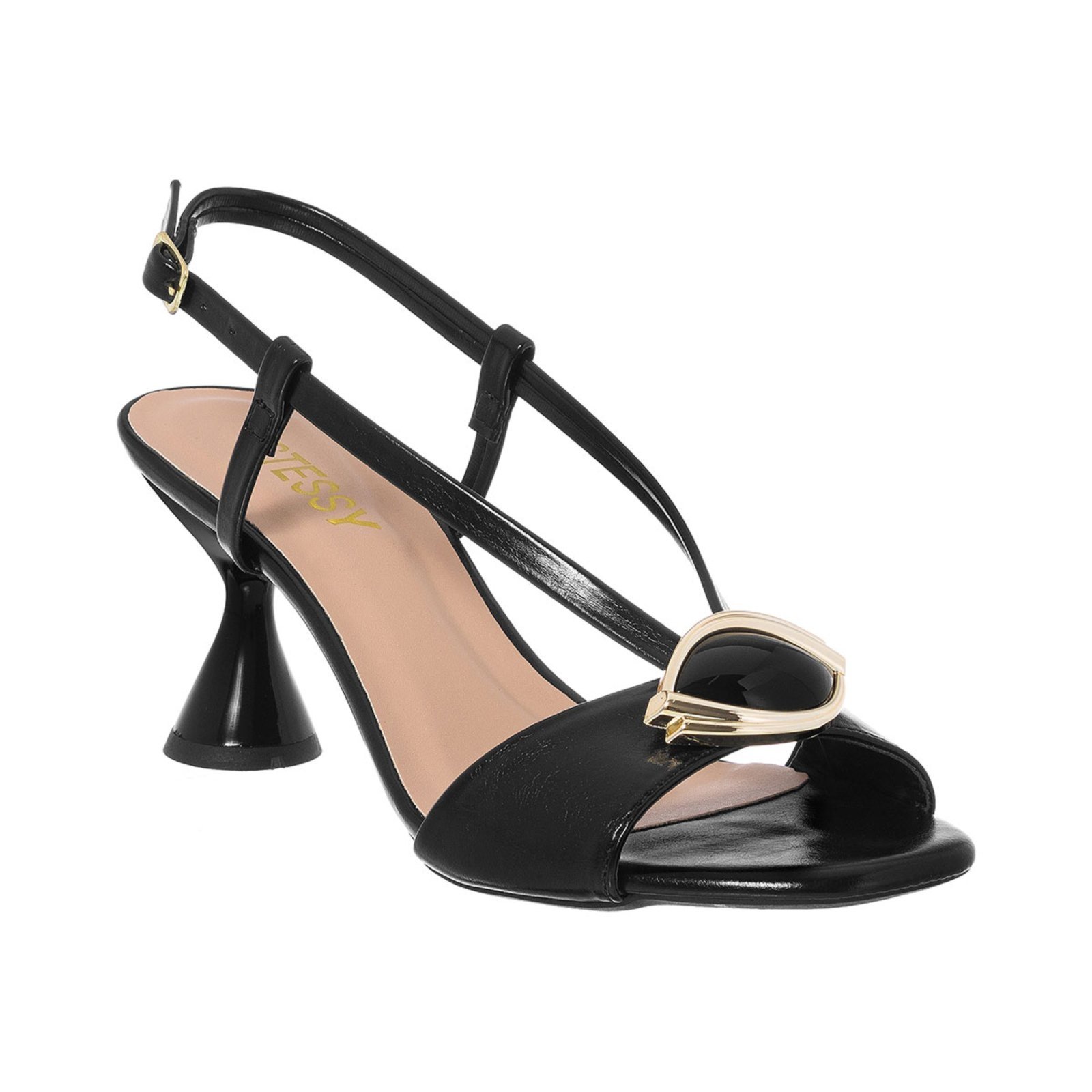 Vista 3 Sandália Feminina Stessy Salto Taça Confortável Elegante Estilosa Enfeite Verão Stessy Shoes preto Stessy Shoes preto