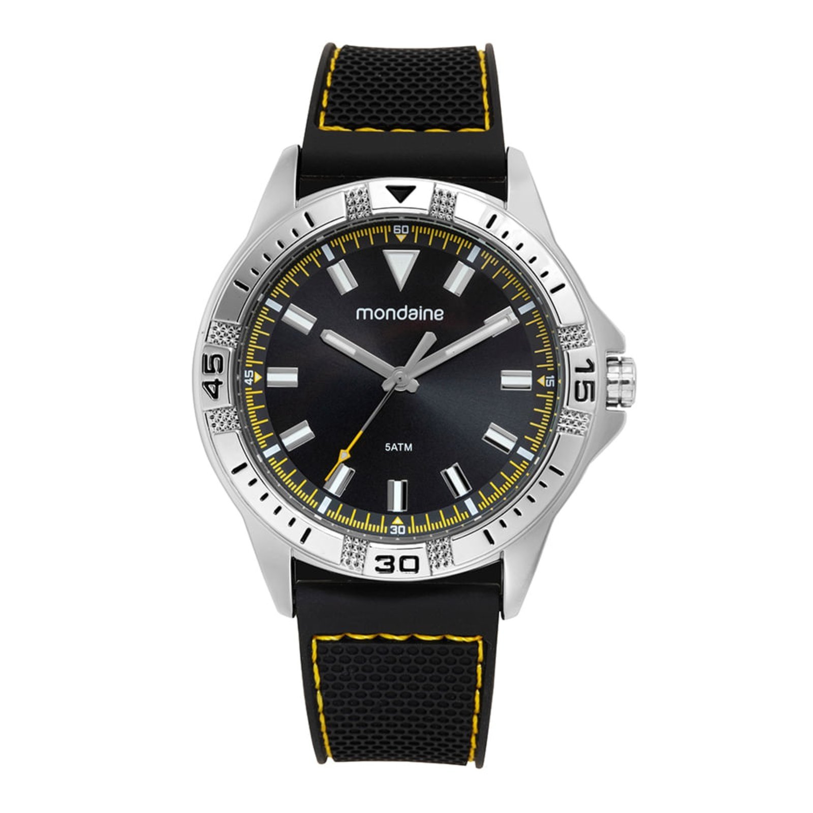 Relógio Masculino Esportivo Silicone Prata Mondaine