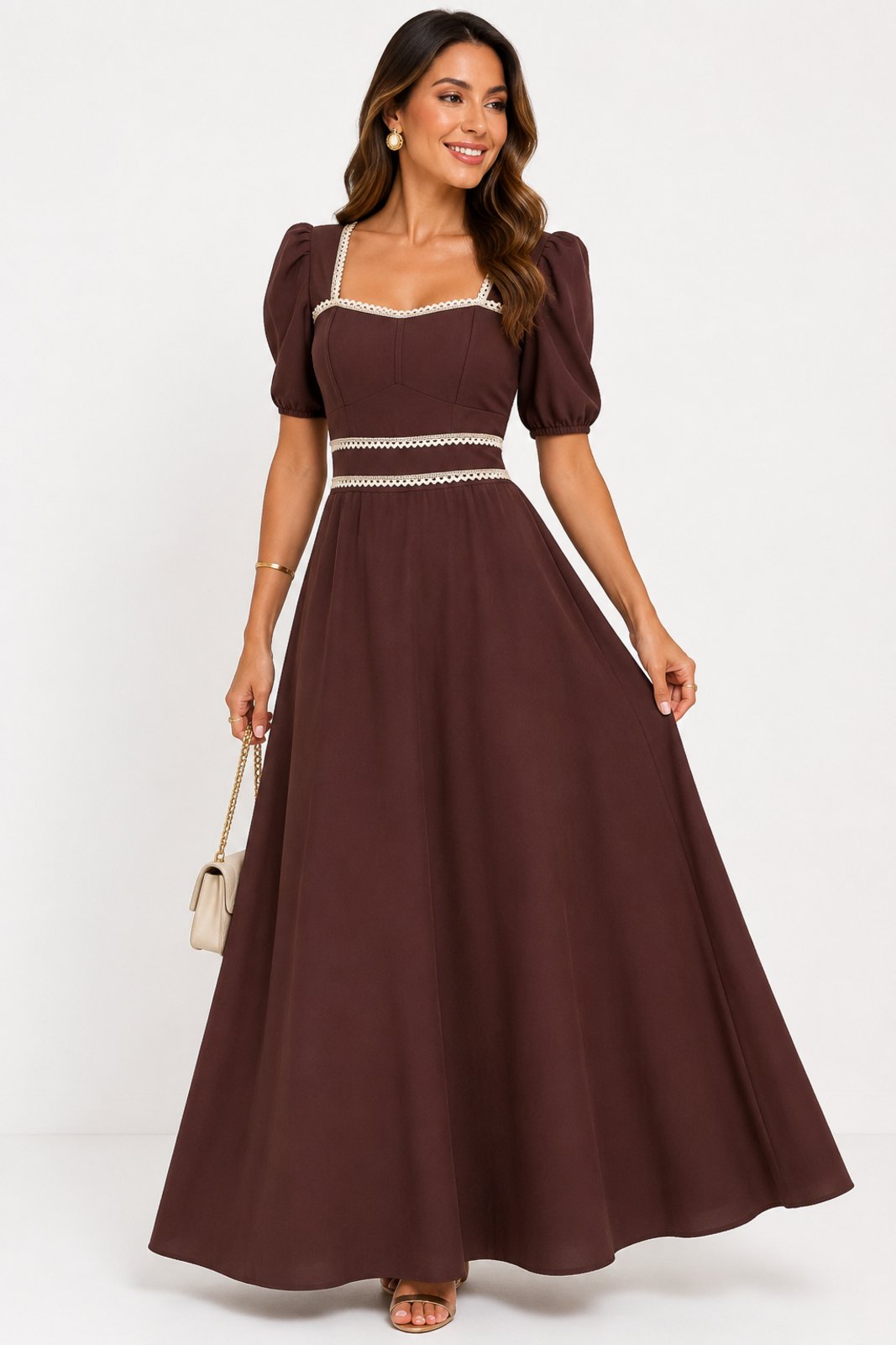 Vestido Longo D Bell Outlet Fashion Alfaiataria Marant Marrom