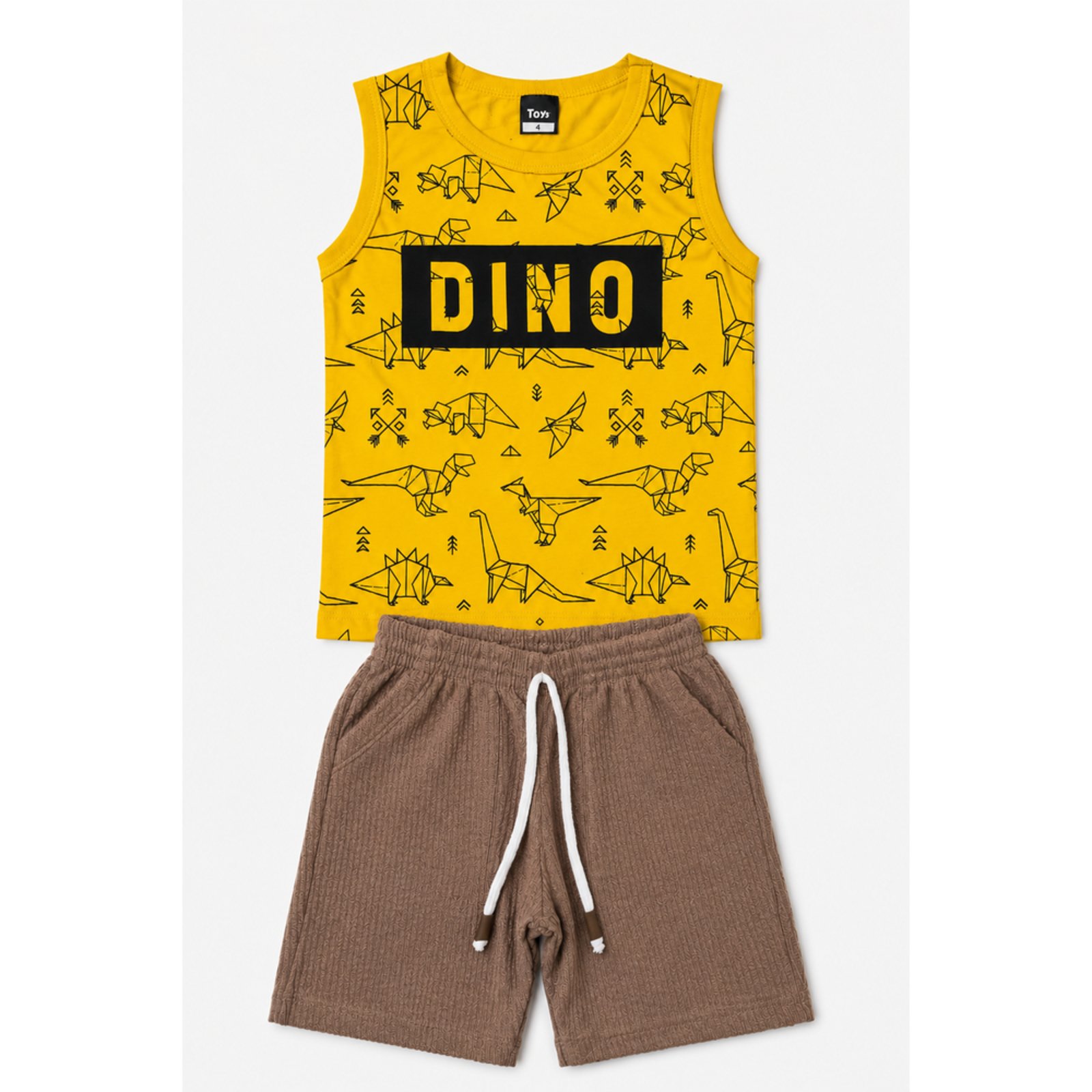 Infantil - Conjunto Menino Verão Dino Regata + Bermuda Kangulu