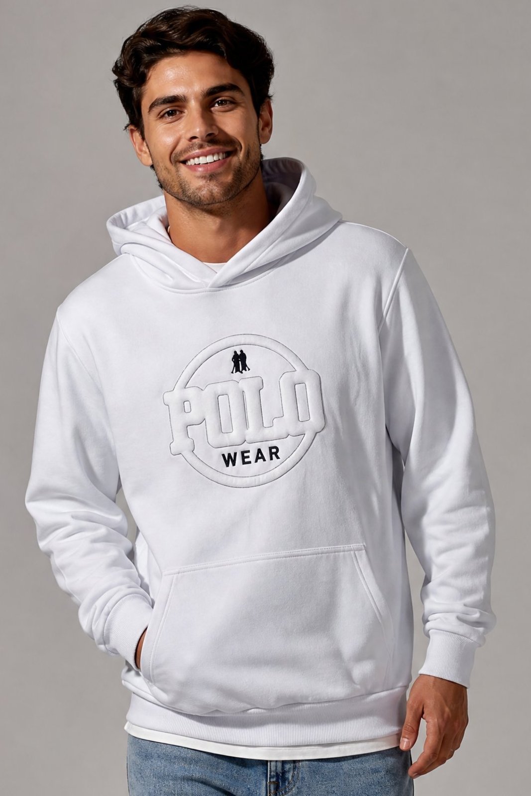 Blusa Moletom Canguru Puff Polo Wear Branco