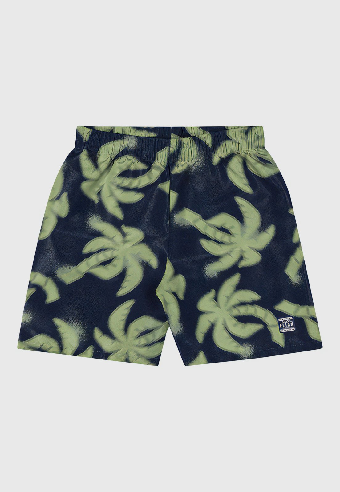 Short Elian Floral E Folhagem Azul-Marinho
