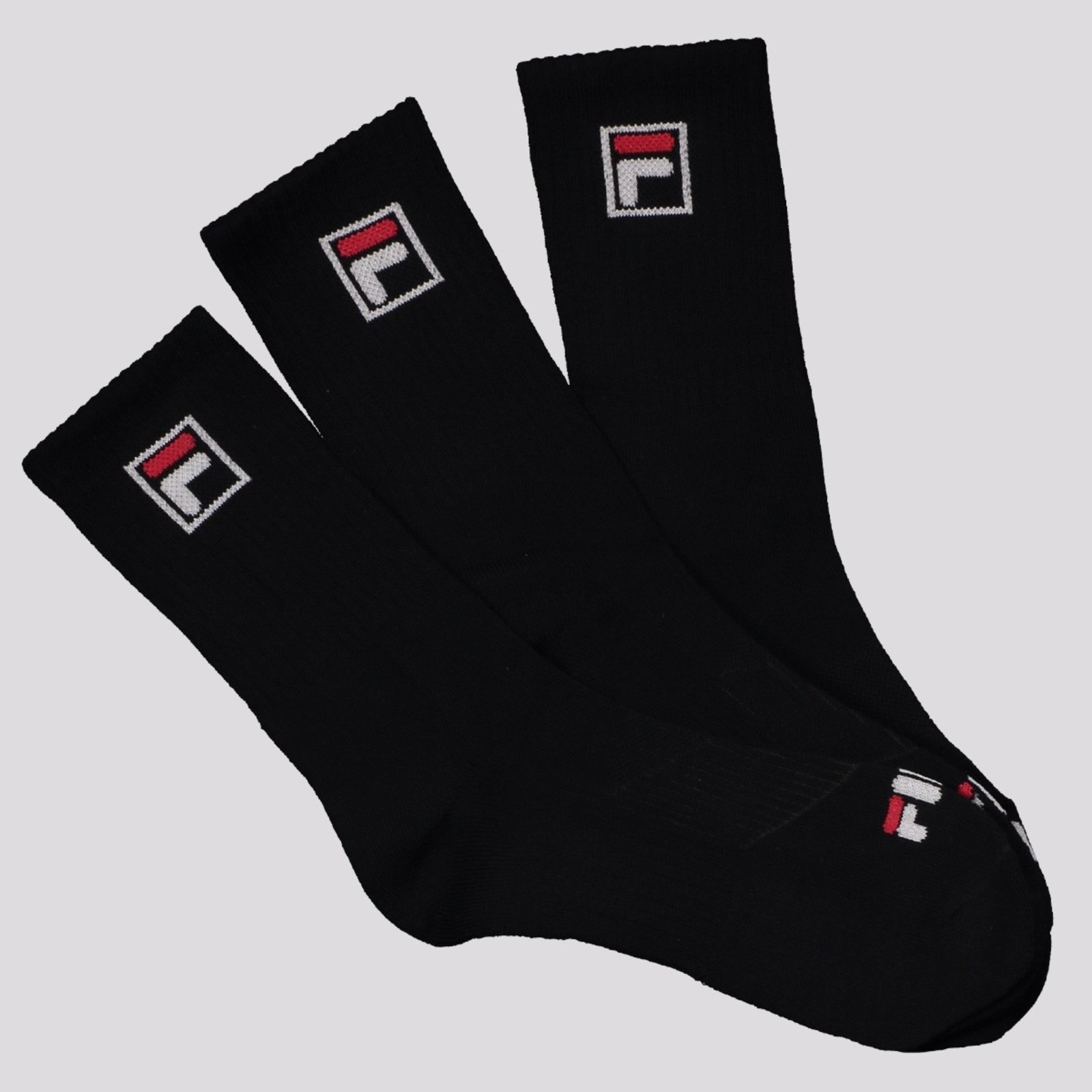Vista 2 Kit Meia Fila Fbox 3 Pares Cano Alto branco Fila branco