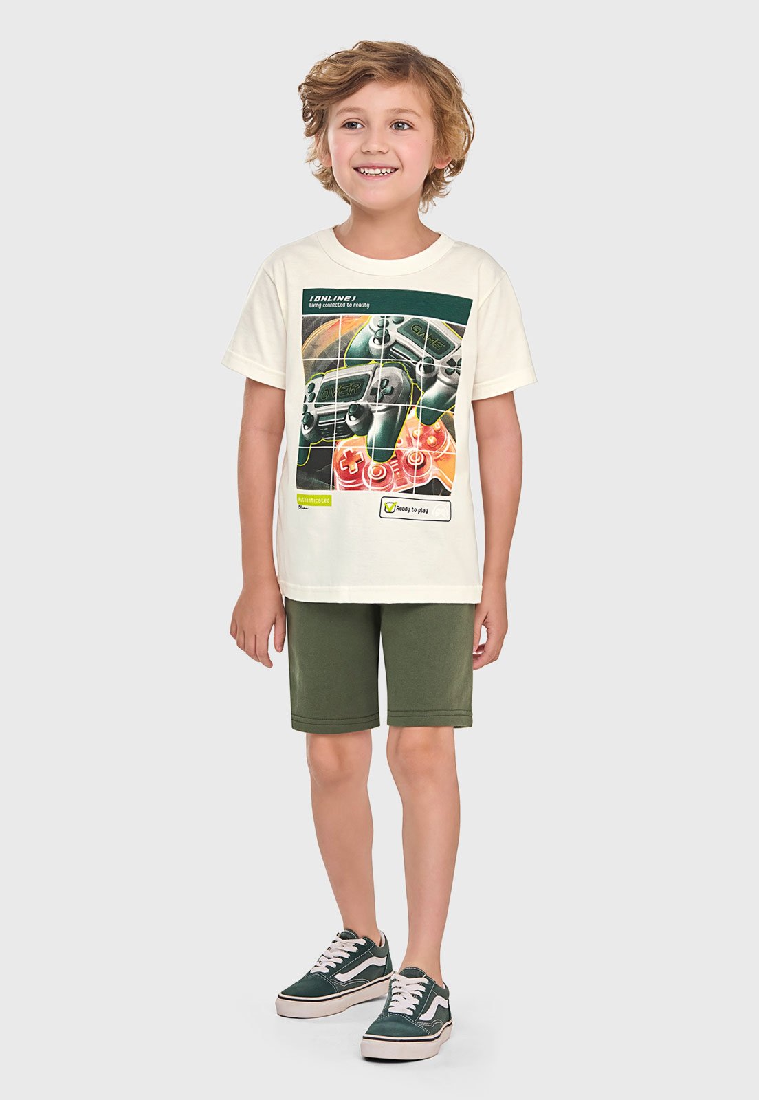 Infantil - Conjunto Curto Elian Estampa Videogame Verde