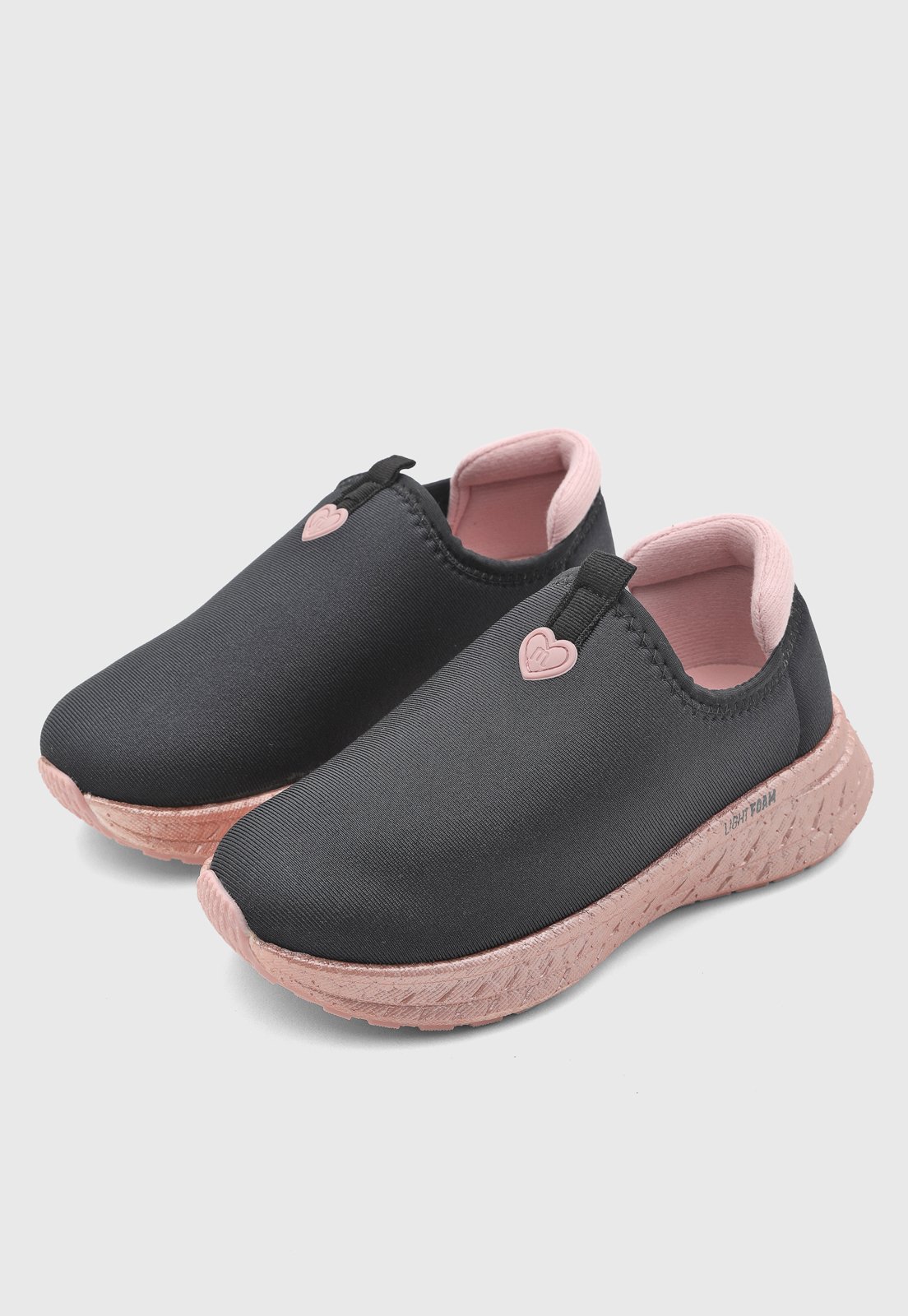 Infantil - Tênis Molekinha Slip On Detalhe Coração Preto