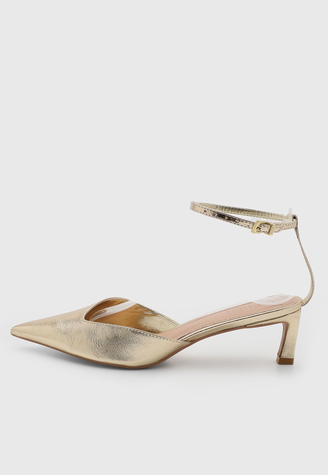 Scarpin Feminino Santa Lolla Salto Baixo Metalizado Dourado