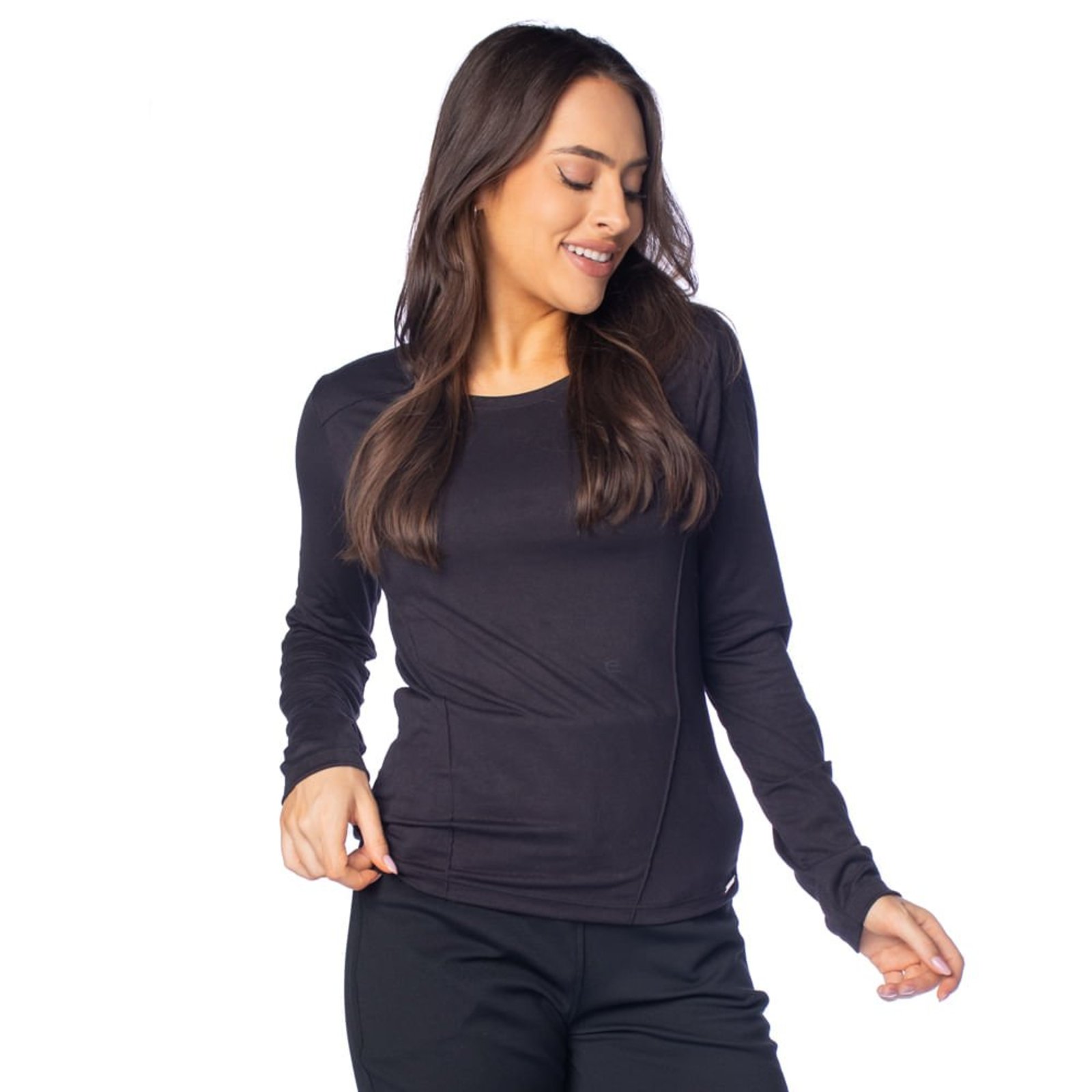 Blusa Feminina Giraffe Frisos Frontais Preto
