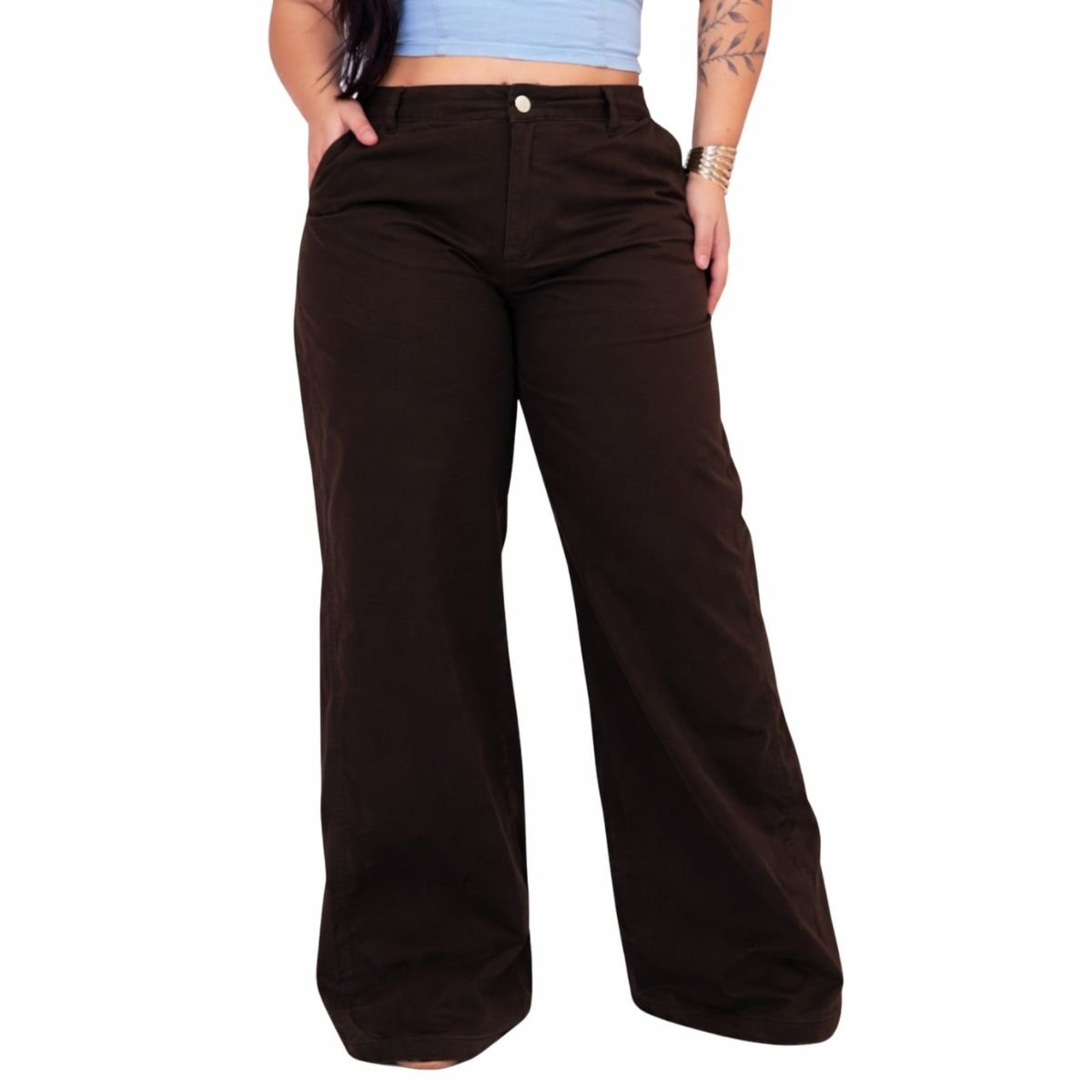 Calça Jeans Plus Size Wide Leg Azul Marinho Alleppo Jeans Sara