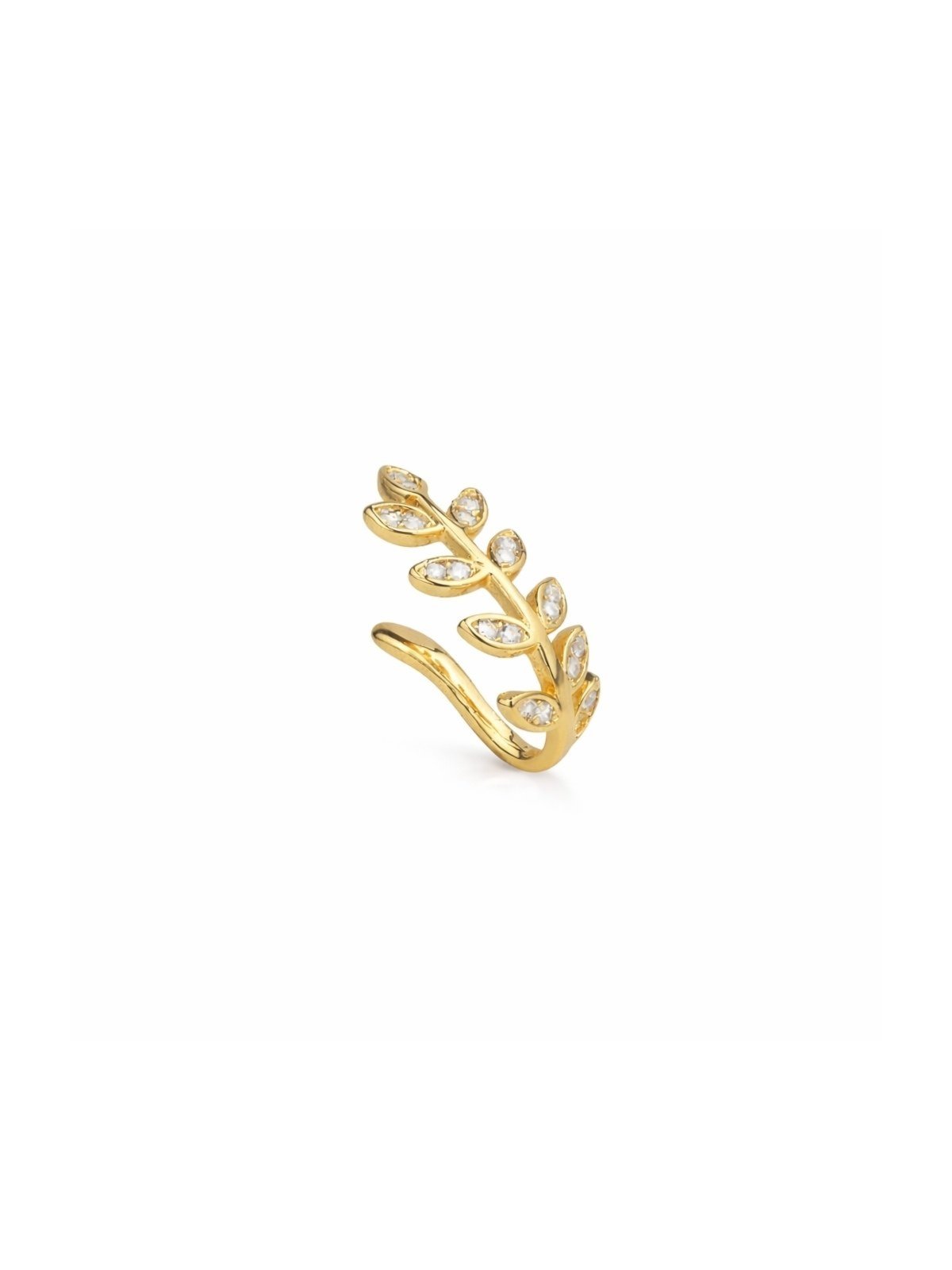 Vista 2 Brinco Piercing Folhas Banhado a Ouro 18k Alexandra Michelassi Semijoias dourado