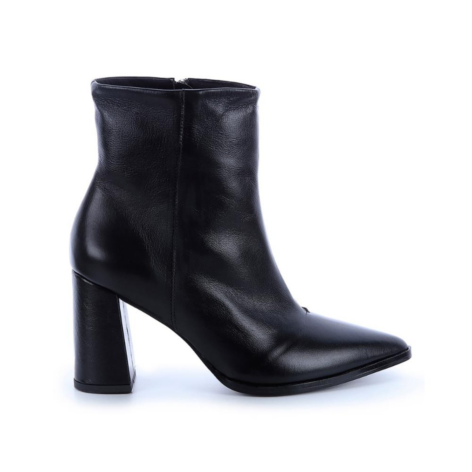 Bota de Couro Legítimo Salto Bloco Zaya Preto Preto