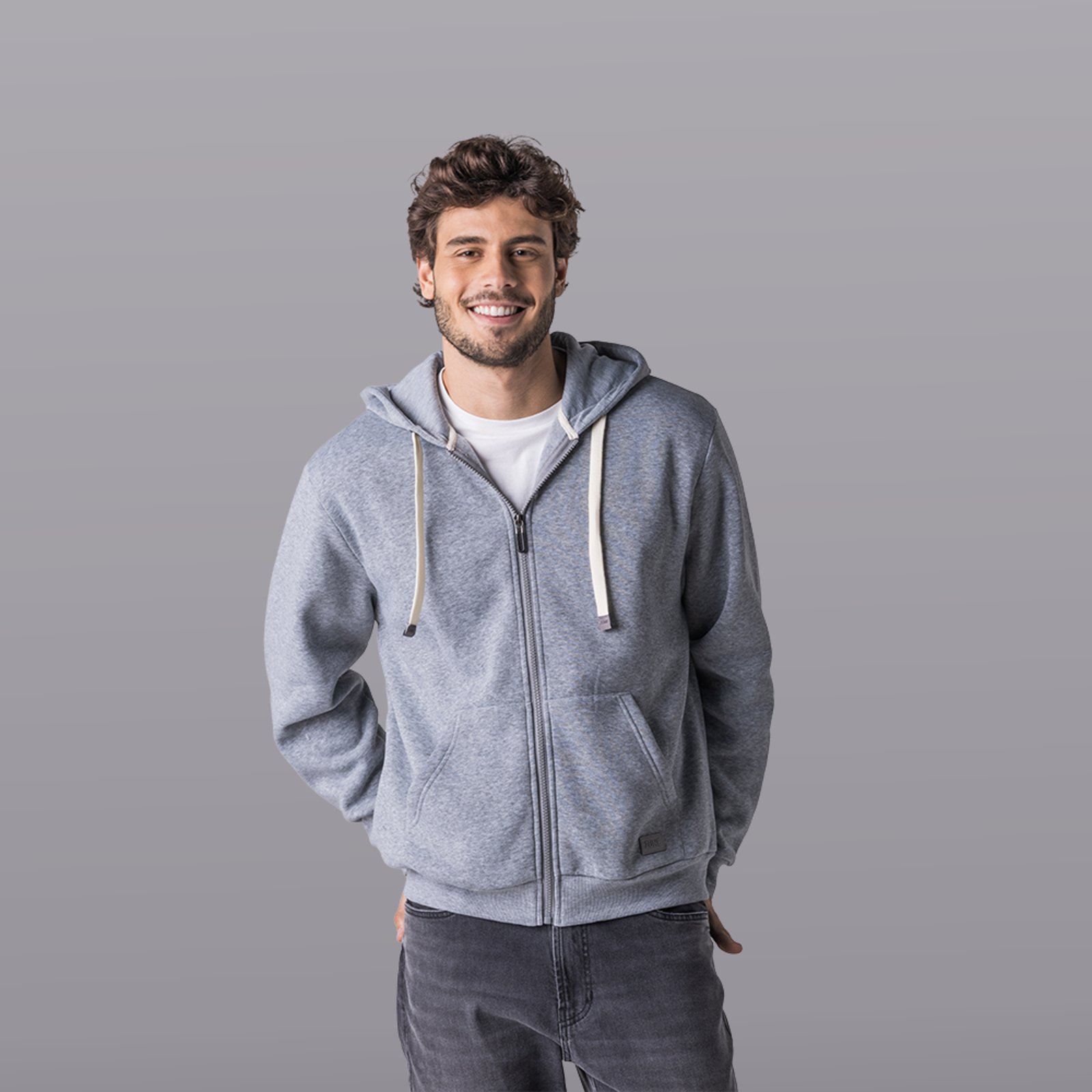 Jaqueta Moletom Masculina Zune CINZA MESCLA