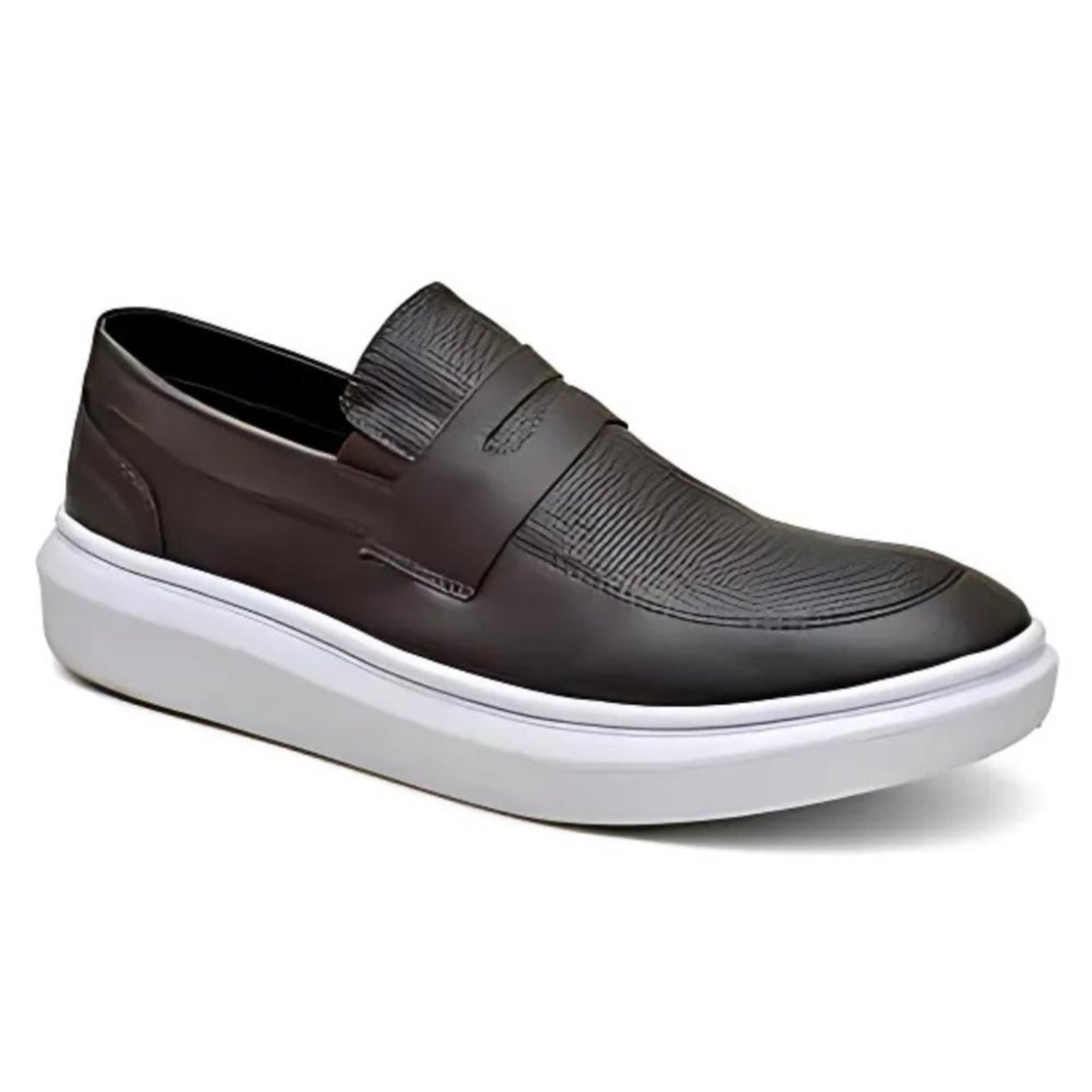 Sapato Casual Mocassim Moderno Confortável Café Marrom