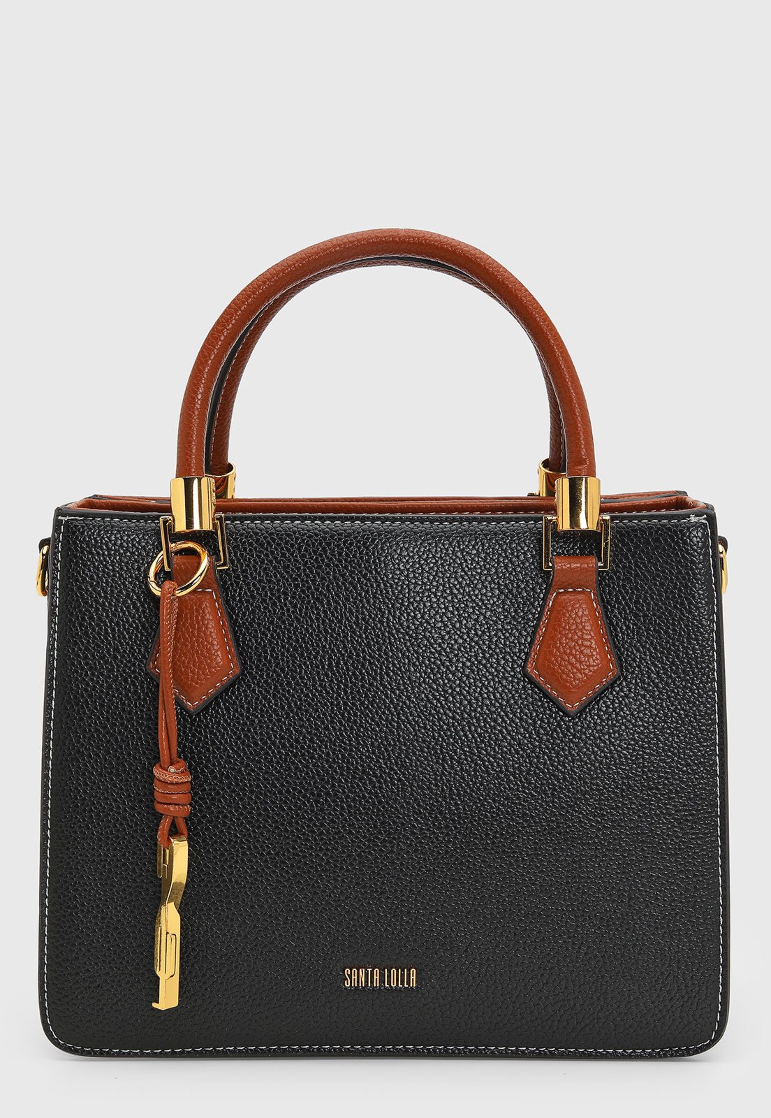 Bolsa Grande Feminina Santa Lolla Texturizada Preta