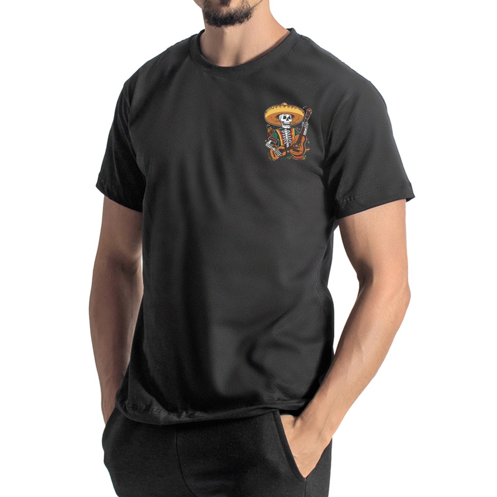 Camisa Masculina Algodão Camiseta Estampada Casual Mexicano