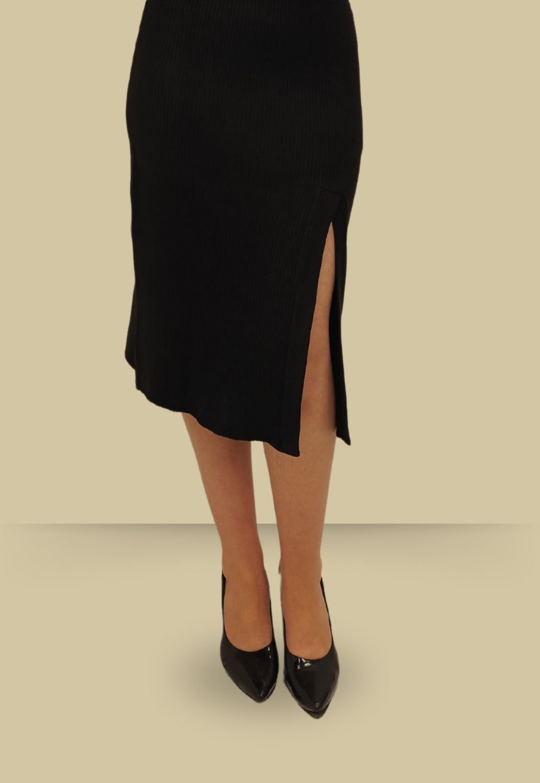 Saia Tomasini Tricot Com Fenda Lateral Preto