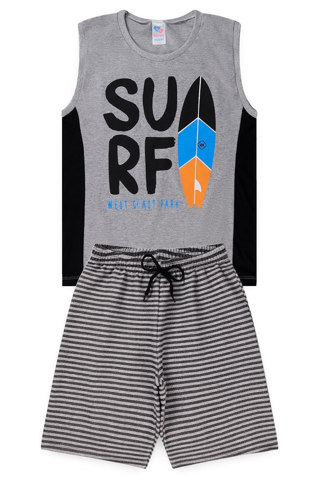 Infantil - Conjunto Juvenil Verão Masculino Regata Surf