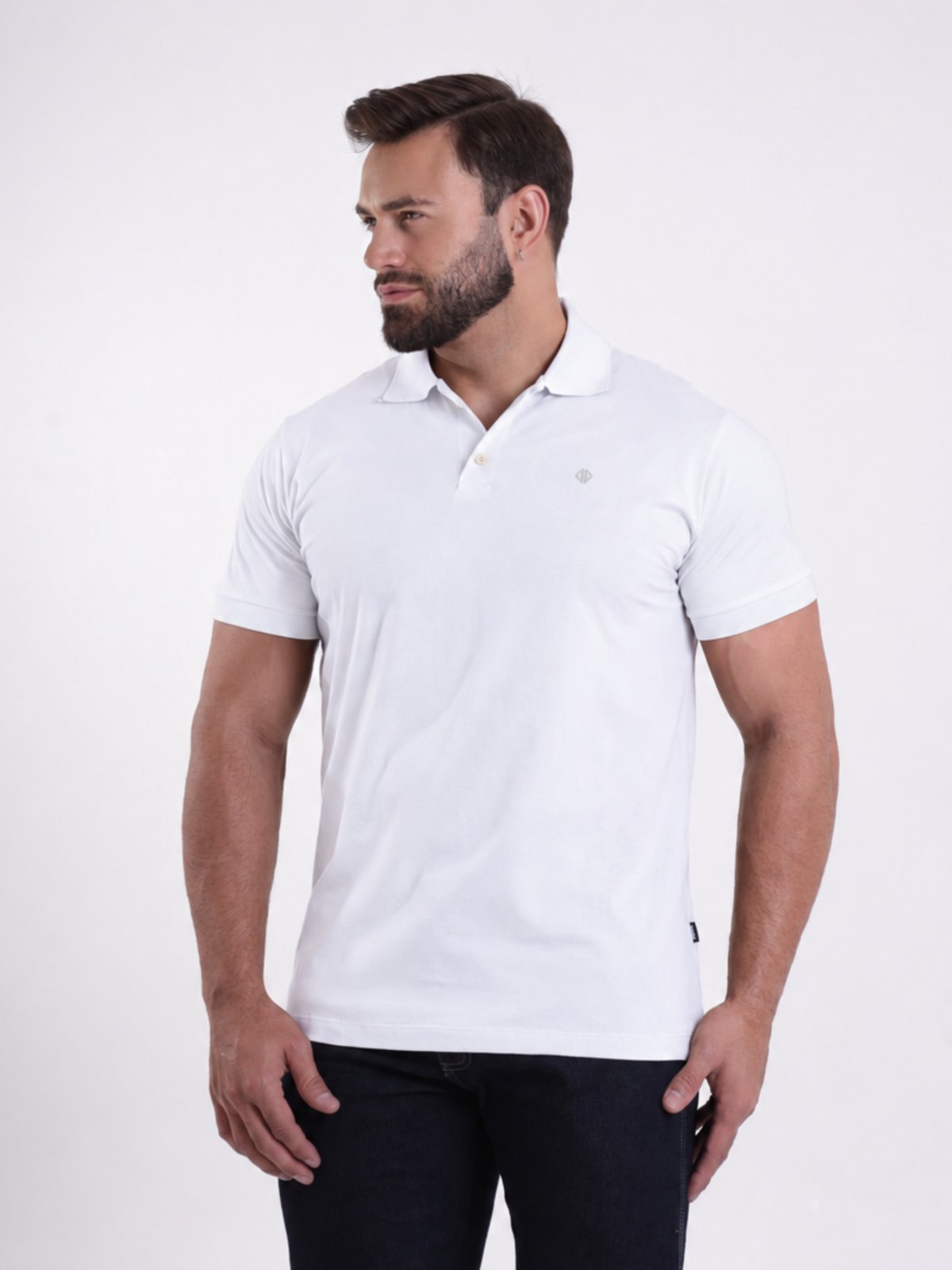 Camisa Pólo Masculino Djak Detalhado Algodão Luxo Branco