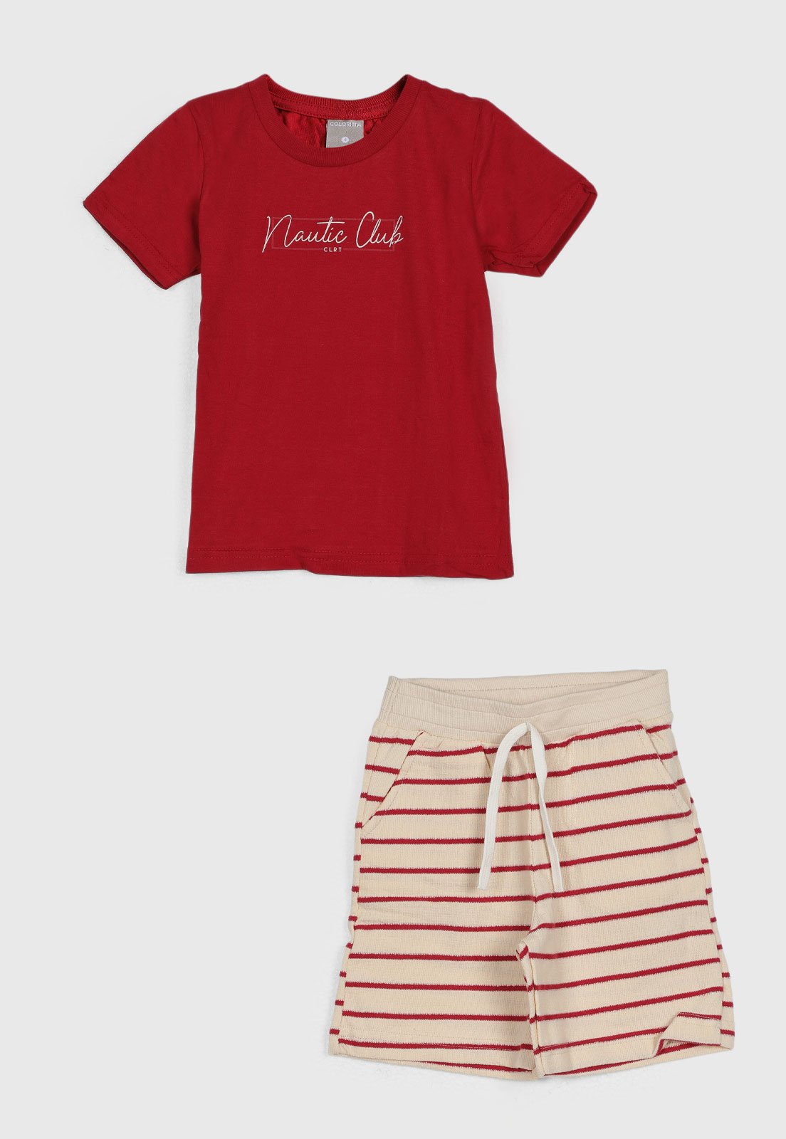 Infantil - Conjunto Colorittá Camiseta e Short Listrado Vermelho