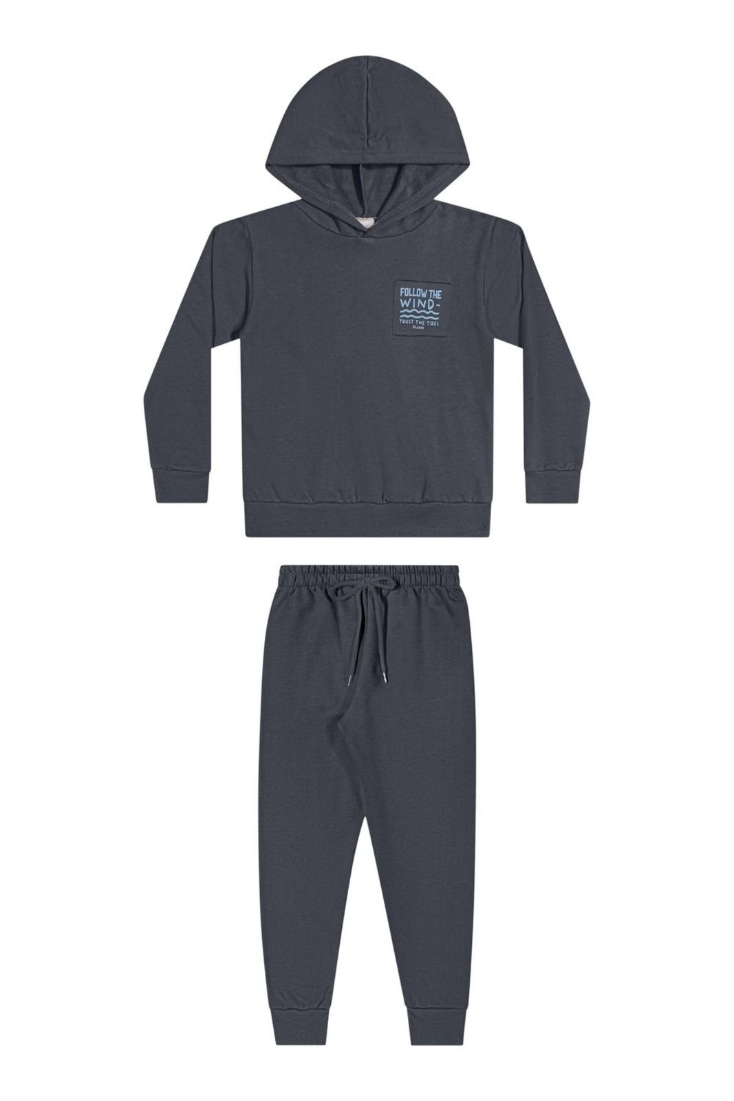 Infantil - Conjunto Longo Menino Frase Ondas Elian Cinza