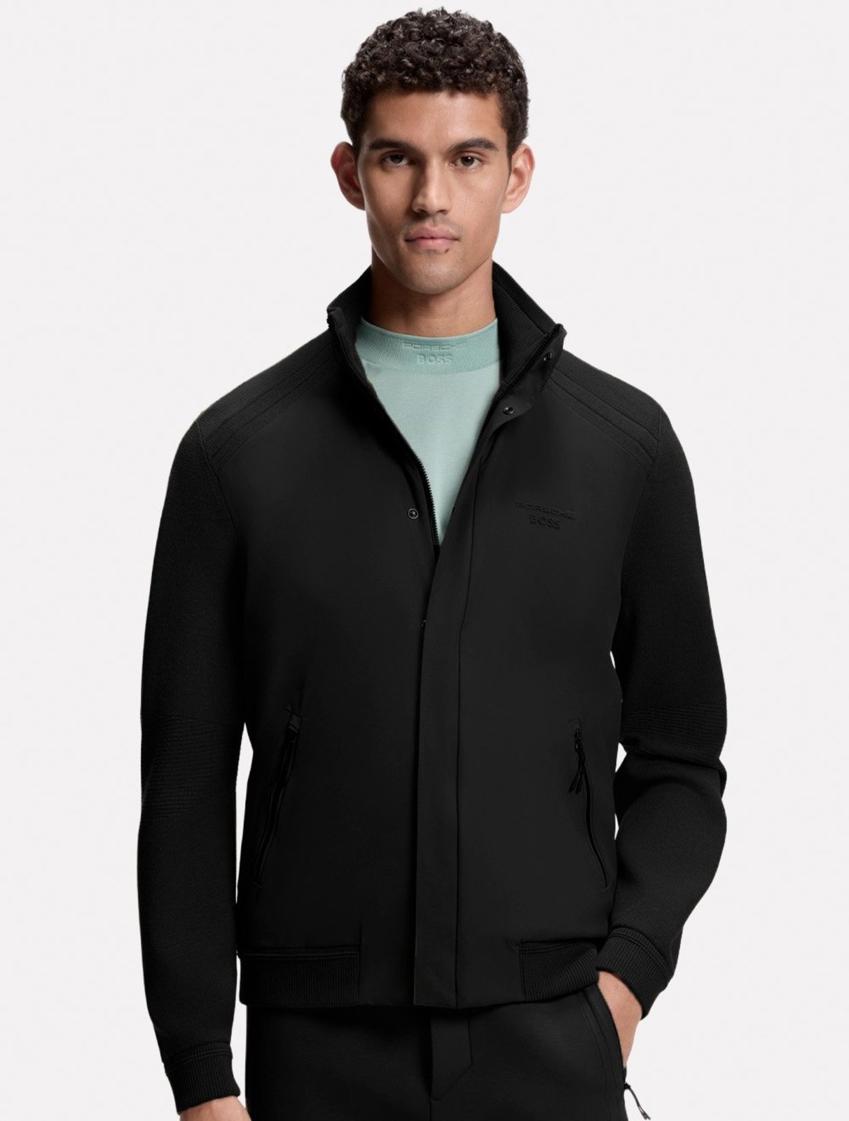 Jaqueta Hugo Boss x Porsche Masculina Moletom Regular SW PS Spirit 70 BO Preta