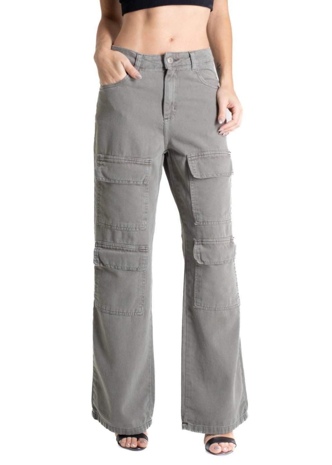 Calça Sarja Sawary Wide Leg – 281087 – Verde – Sawary