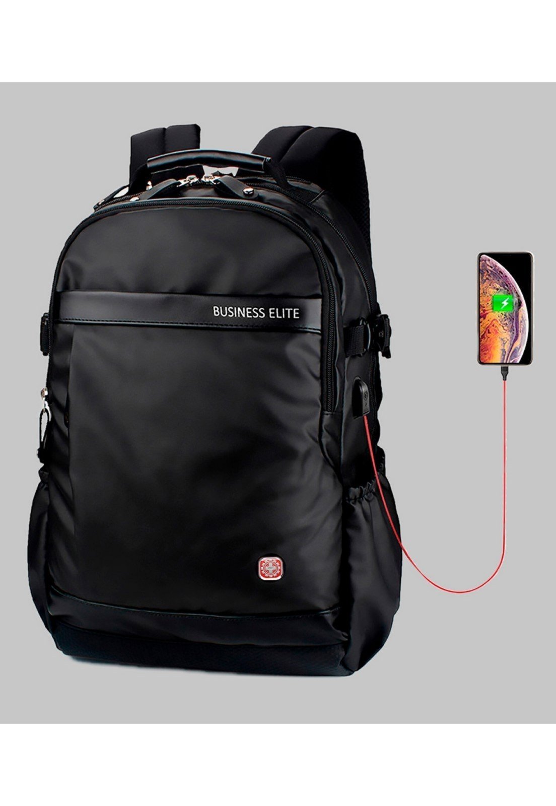 Mochila Masculina Cabo De Aço Executiva Viagem Grande Usb E Fecho De Segurança Embutido Crossgear Preta 01 PRETO