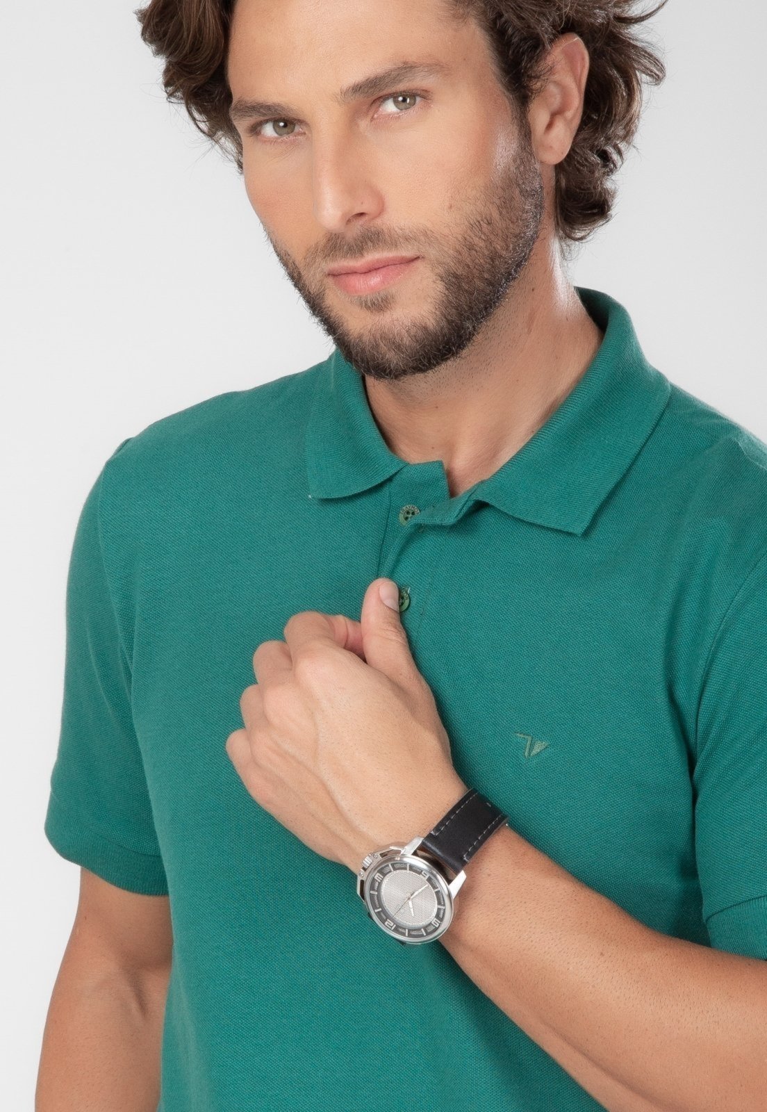 Polo Traymon Piquet Slim Com Elastano Verde