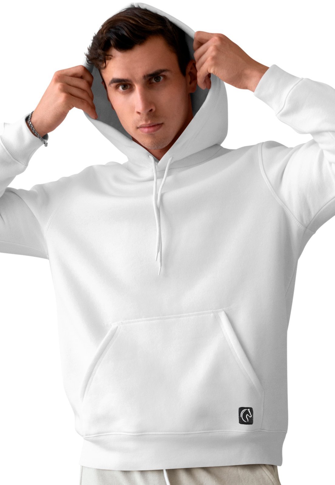Vista 3 Blusa De Frio Masculina W2 Moletom Liso Com Capuz e Bolso Canguru Felpado W2 STORE azul/azul marinho/bege/branco/cinza/preto/rosa W2 STORE azul/azul marinho/bege/branco/cinza/preto/rosa