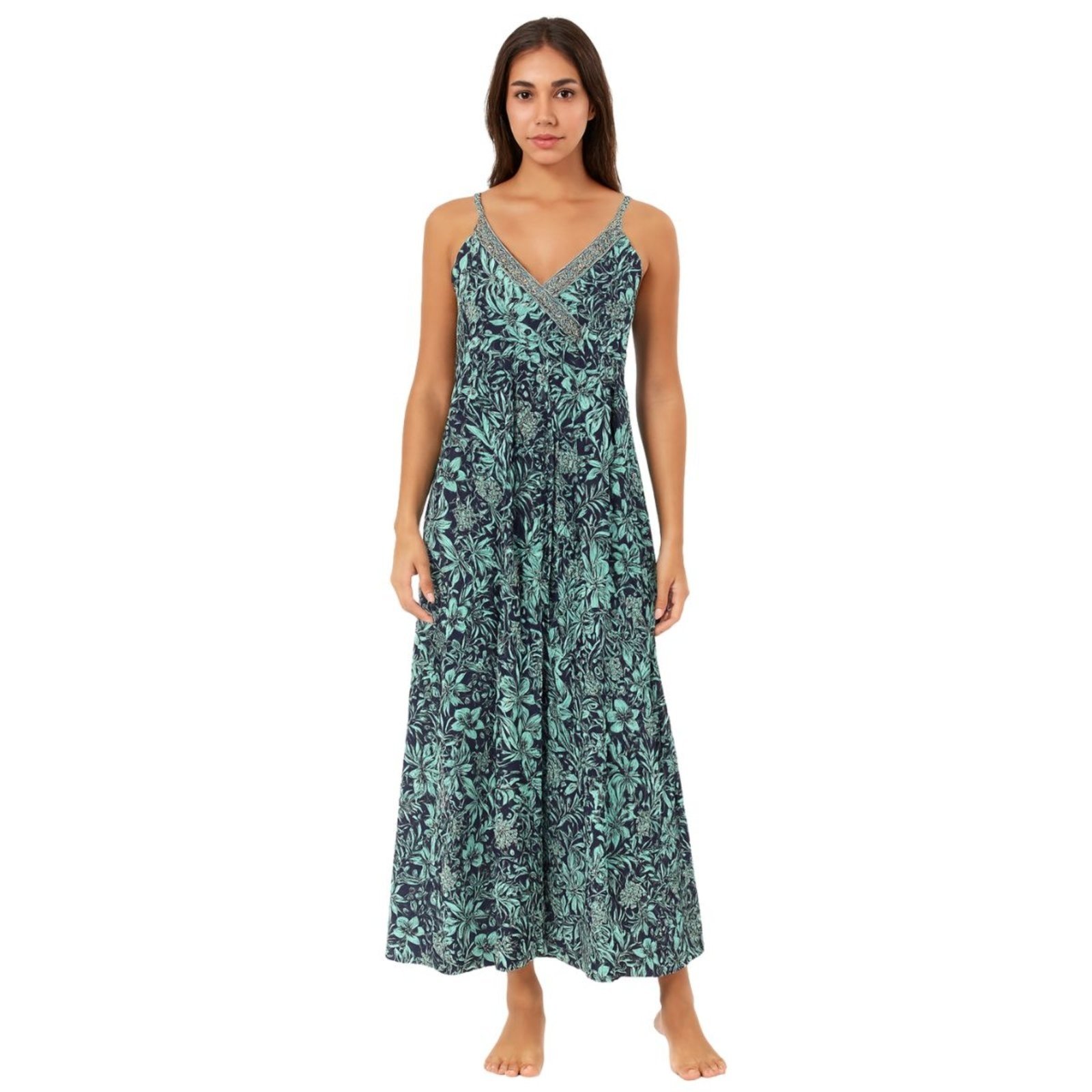 Vestido Indiano Vih Triny Étnico com Estampa Exclusiva Azul