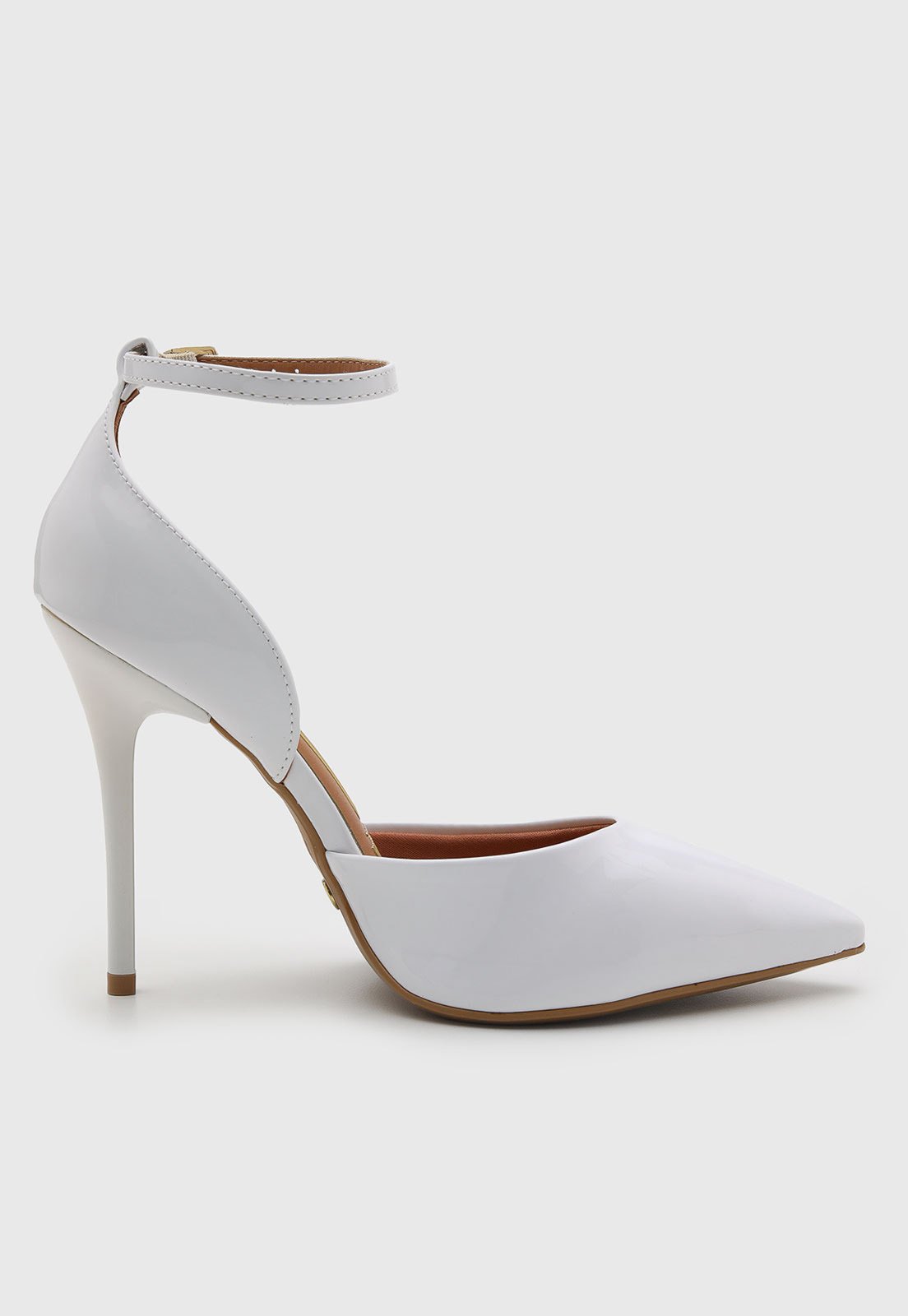 Vista 3 Scarpin Feminino Vizzano Salto Fino Tira Tornozelo Branca branco VIZZANO branco